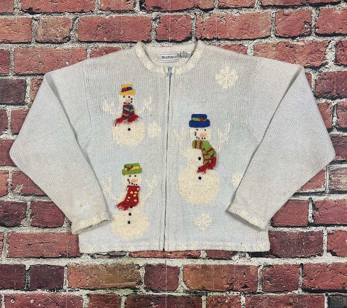 Other Vintage BellePointe Christmas Knit Cardigan Sweater Snowman Size XL / US 12-14 / IT 48-50 - 1 Thumbnail