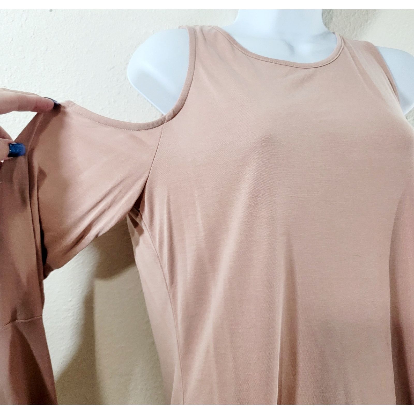 Other Sweet Rain Mauve Cold Shoulder Ruffled Sleeves Top Large Size L / US 10 / IT 46 - 2 Thumbnail
