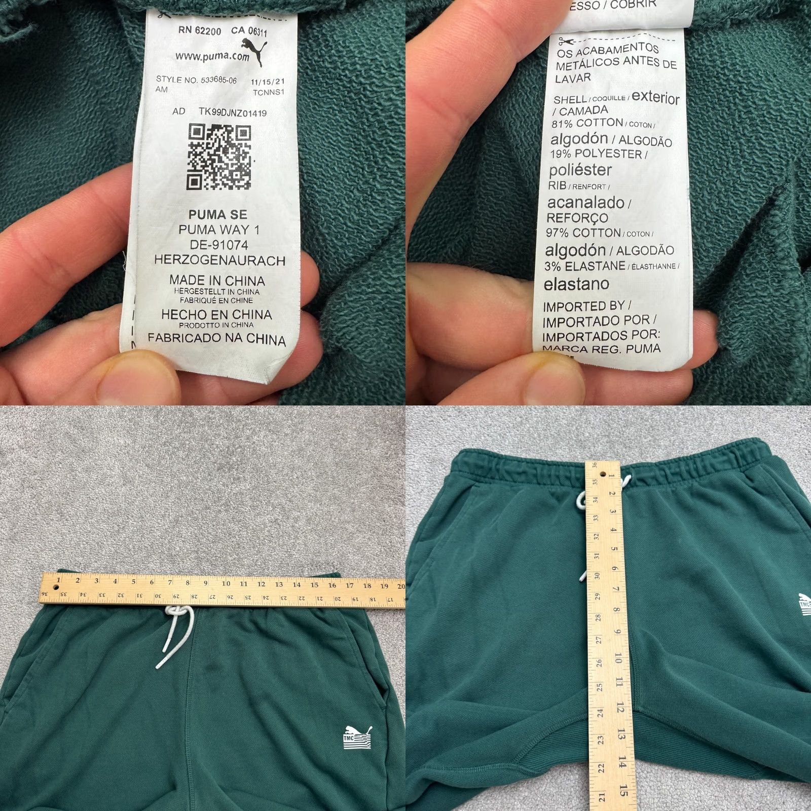 Puma Puma TMC Jogger Sweatpants Mens XL Green Size US 36 / EU 52 - 9 Thumbnail