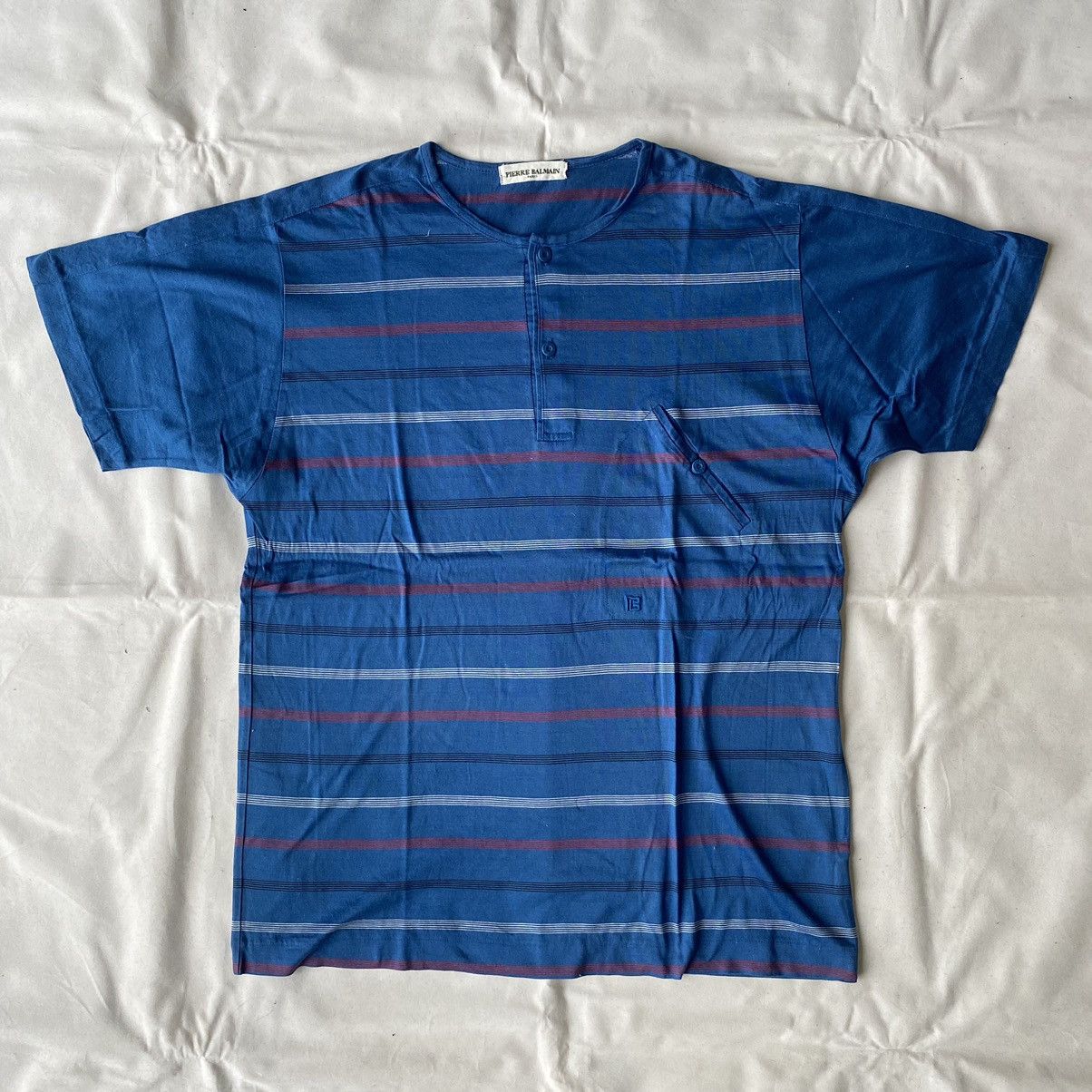 Japanese Brand × Pierre Balmain × Vintage Japan Market Pierre Balmain Paris Striped Henley Tees Size US M / EU 48-50 / 2 - 2 Thumbnail