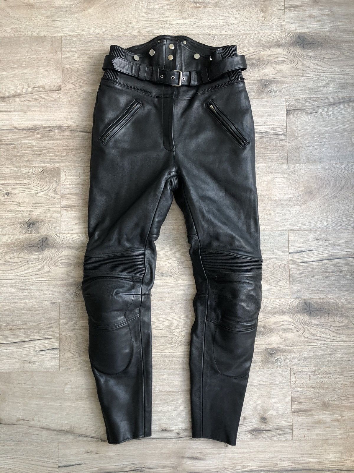 Vintage Leather Motorcycle Pants buy Black Biker 90s