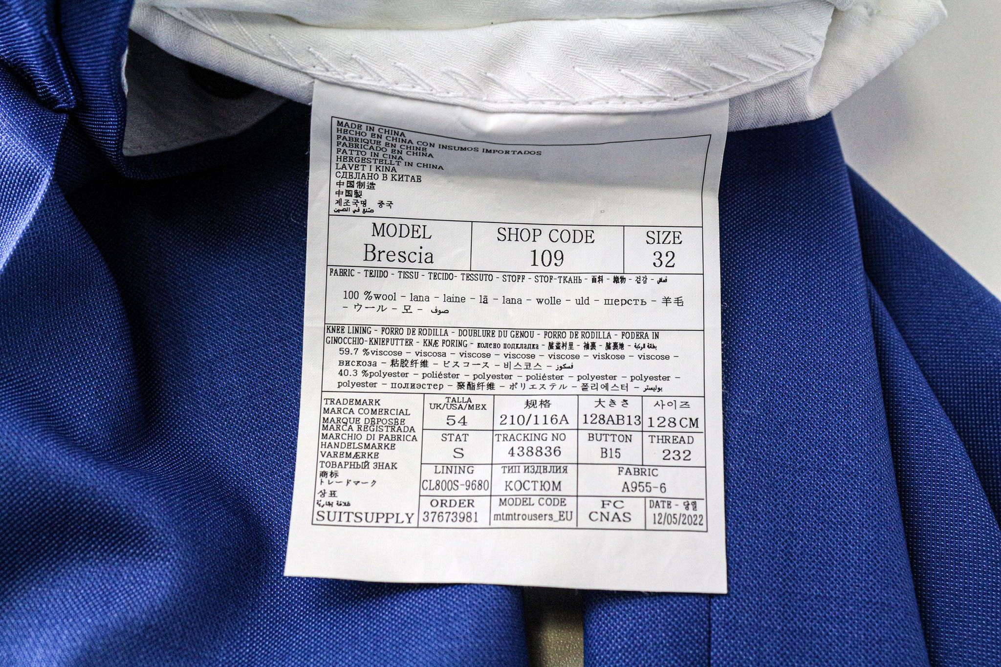 Suitsupply UK50R Blue Wool Waistcoat Suit 74765 Size 50R - 13 Thumbnail