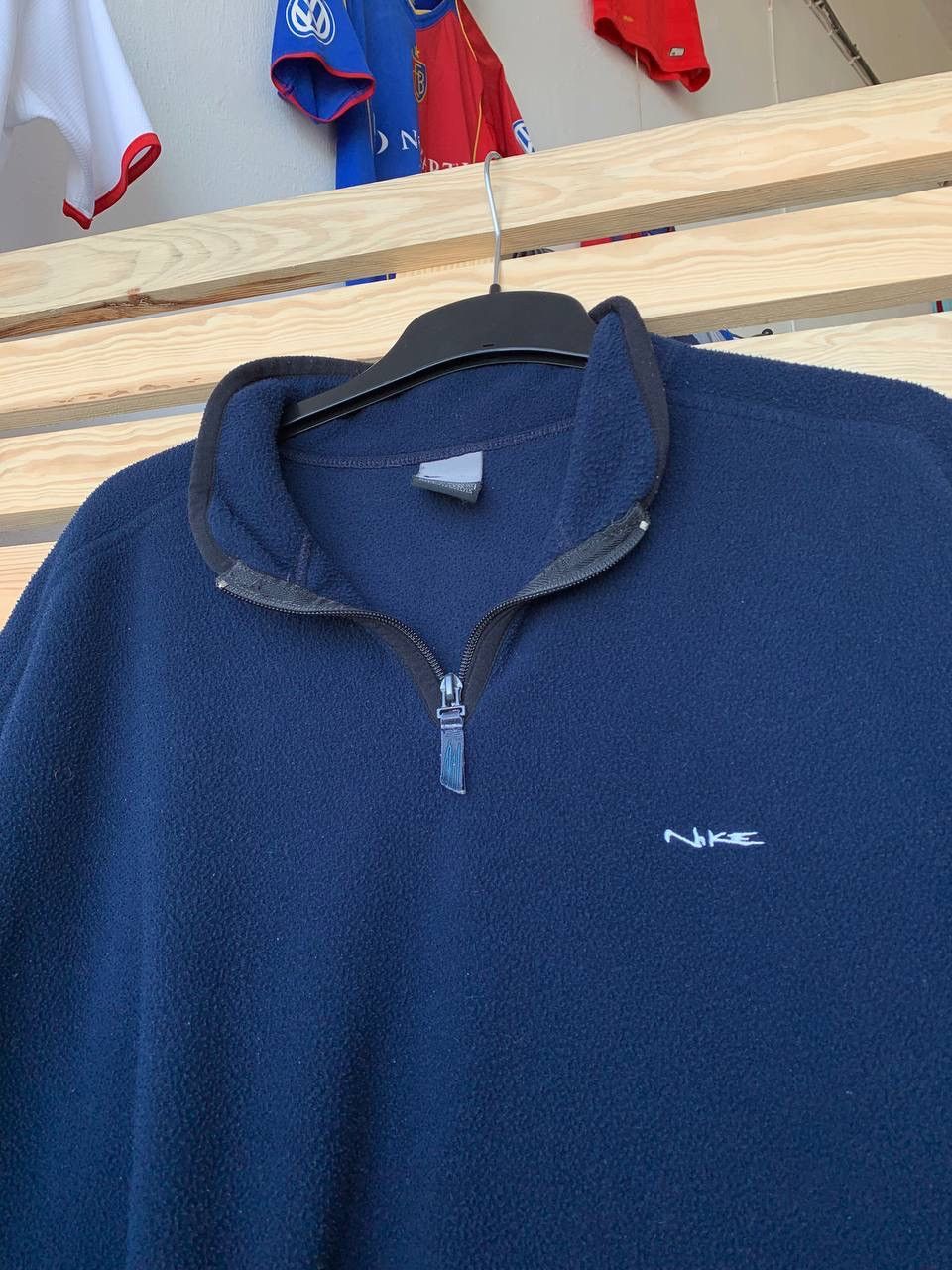 Nike × Vintage Vintage 90s Sweatshirt Half 1/4 Zip Nike Big Swoosh Drill Size US XL / EU 56 / 4 - 6 Thumbnail