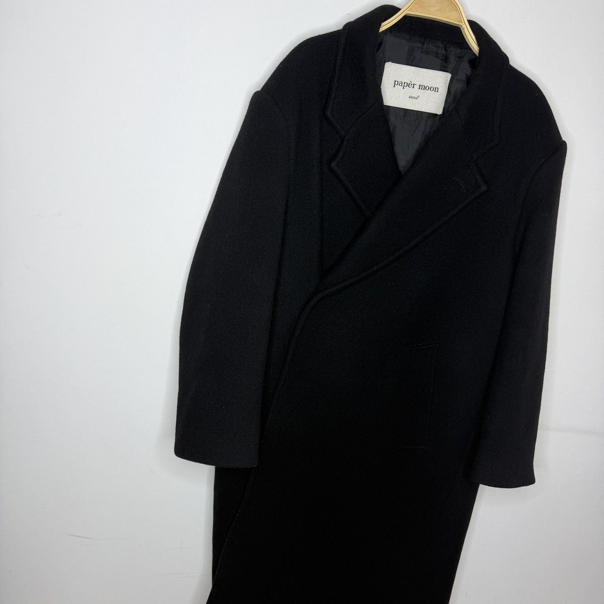 Japanese Brand Paper Moon Made in Korea Oversized Heavy Black Wool Coat Size US M / EU 48-50 / 2 - 3 Thumbnail