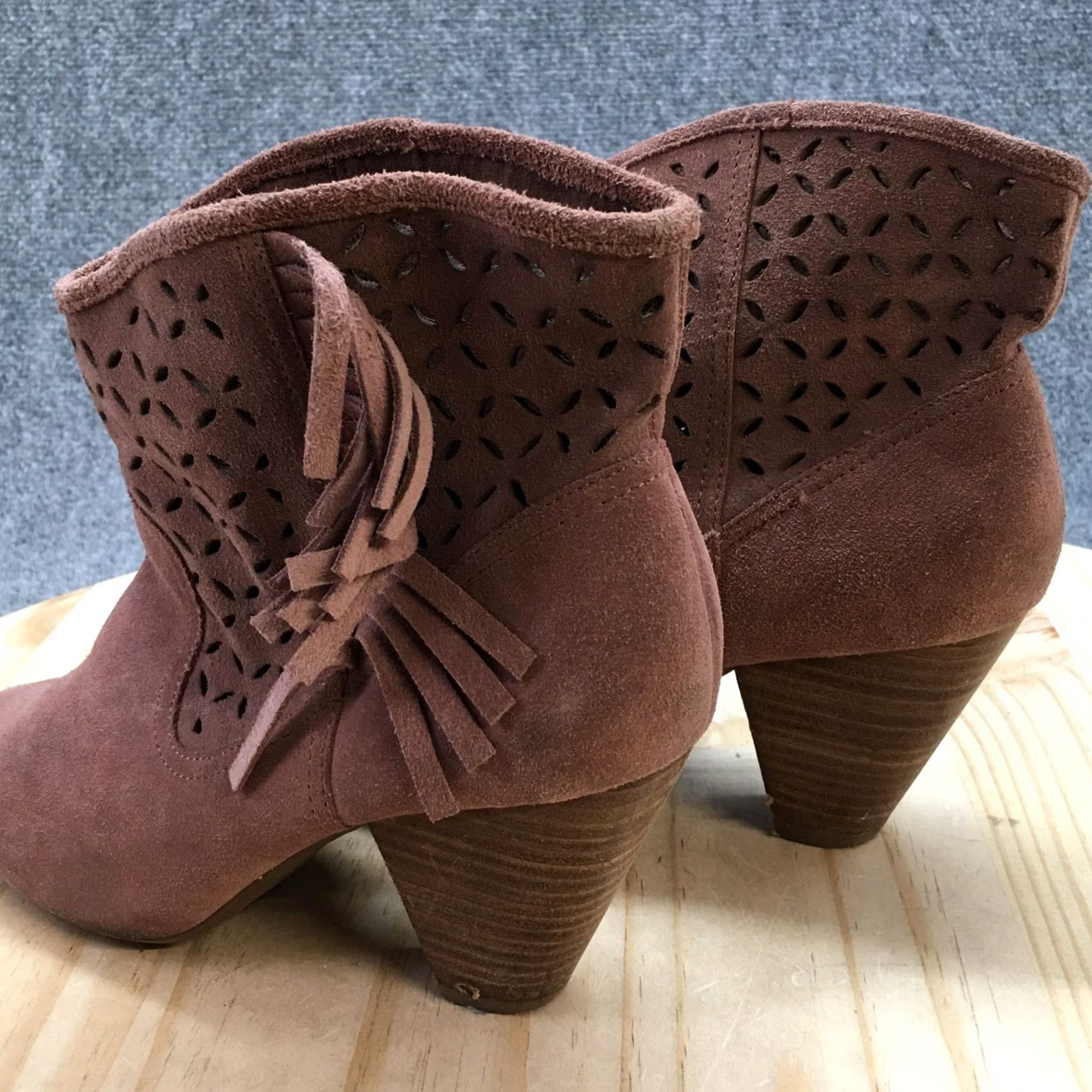 Jessica Simpson Jessica Simpson Boots Women's Fringe Ankle Booties Suede Pink Pull On 8.5M High Heel Size US 9 / IT 39 - 6 Thumbnail