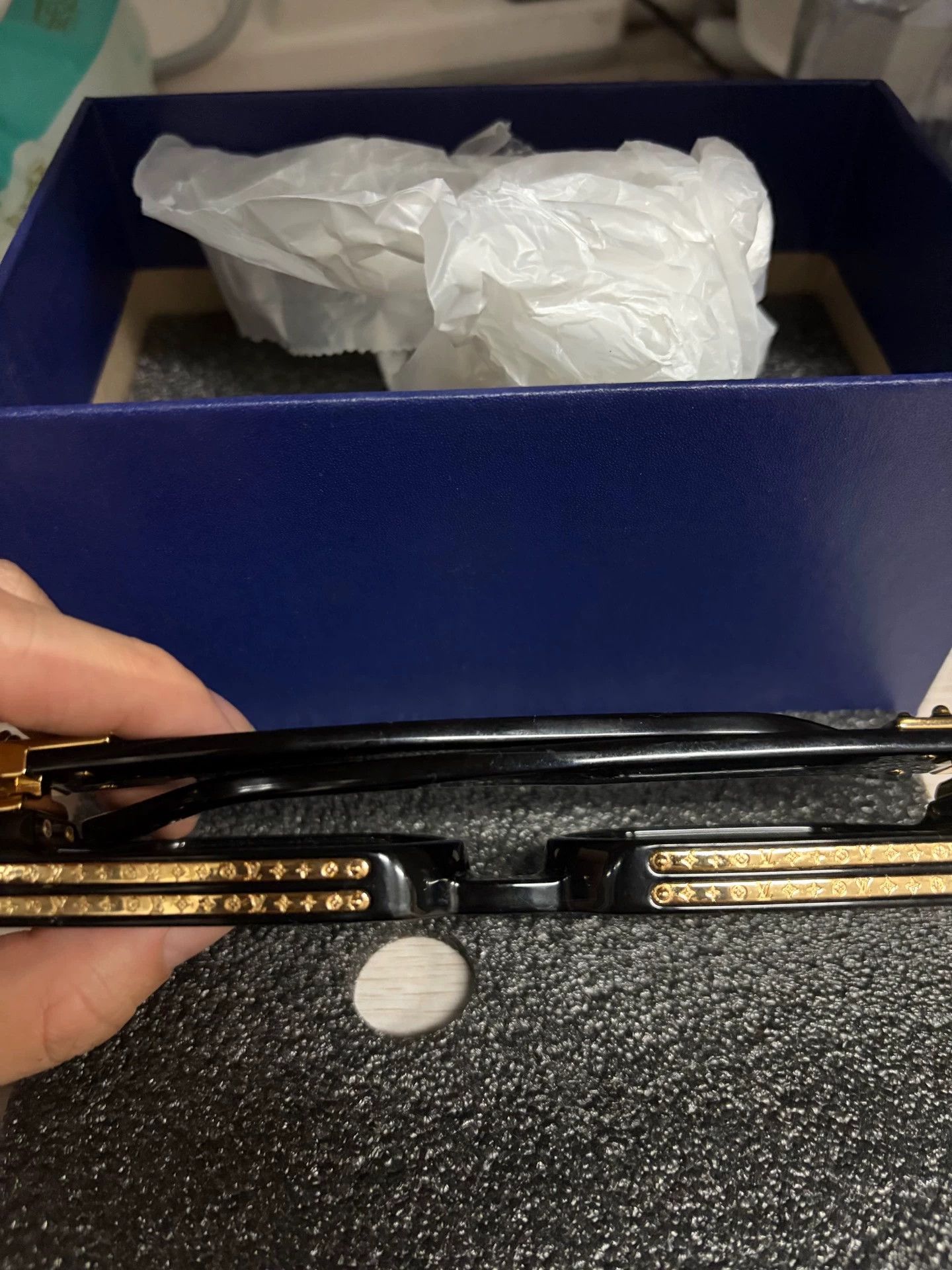 Louis Vuitton Louis Vuitton Black and Gold Square Sunglasses Size ONE SIZE - 2 Thumbnail
