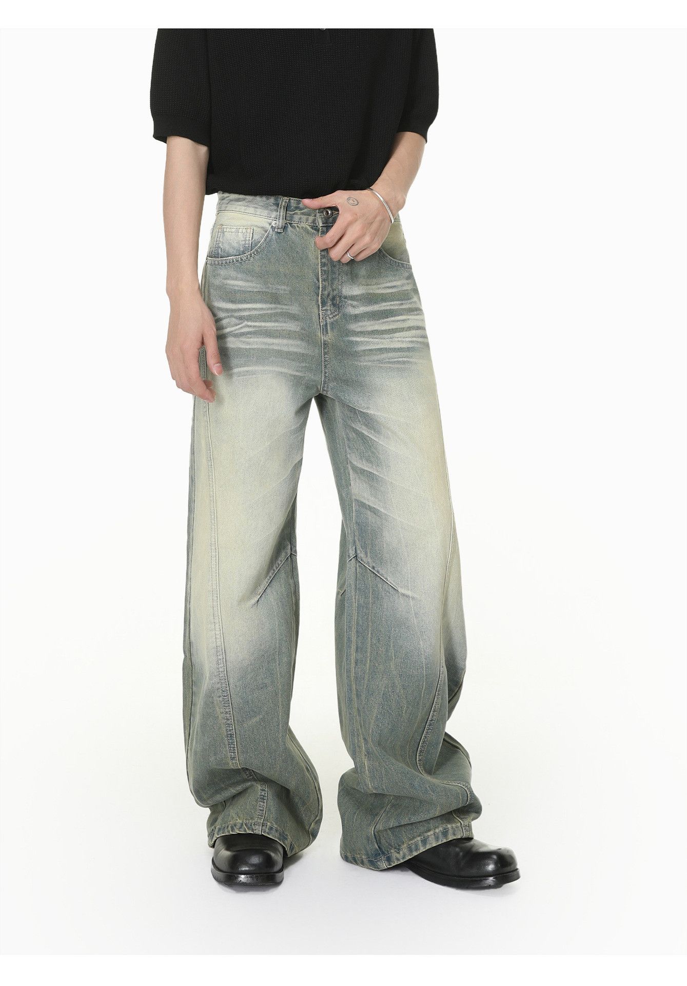 Vintage Men's Heavy-Duty Distressed Straight-Leg Jeans Size US 32 / EU 48 - 2 Thumbnail