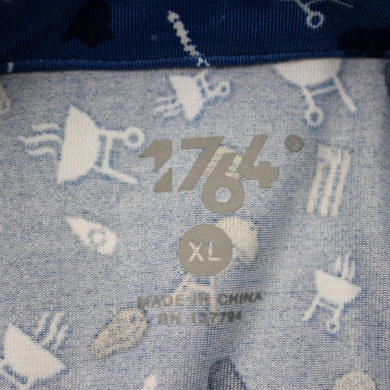 Vintage 1764 Polo Shirt Mens XL Blue Geometric All Over Print Stretch S/S Golf Polo Size US XL / EU 56 / 4 - 7 Thumbnail