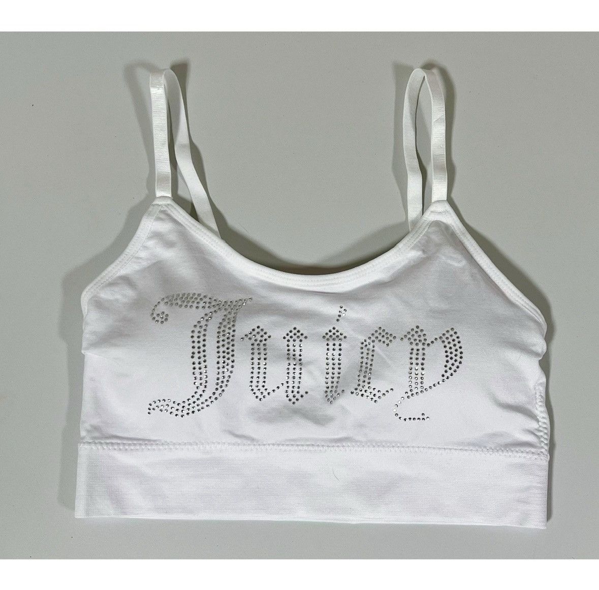Juicy Couture White Diamond ‘Juicy’ Sports Bra Bralette Crop Top Size S 🤍 Size S / US 4 / IT 40 - 1 Thumbnail