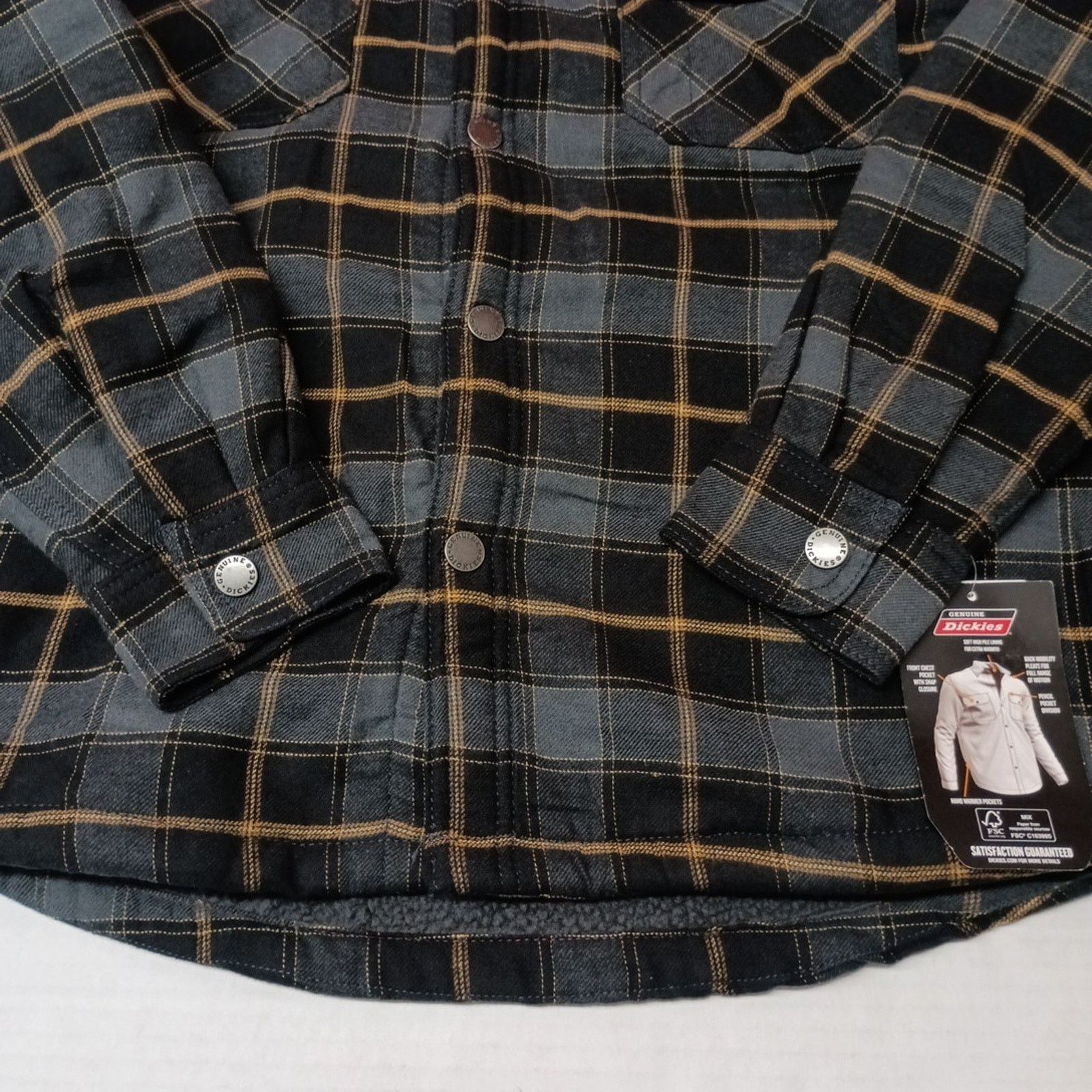 Dickies Dickies Mens S Fleece Lined Flannel Shirt Jacket Black Plaid Size US S / EU 44-46 / 1 - 2 Thumbnail
