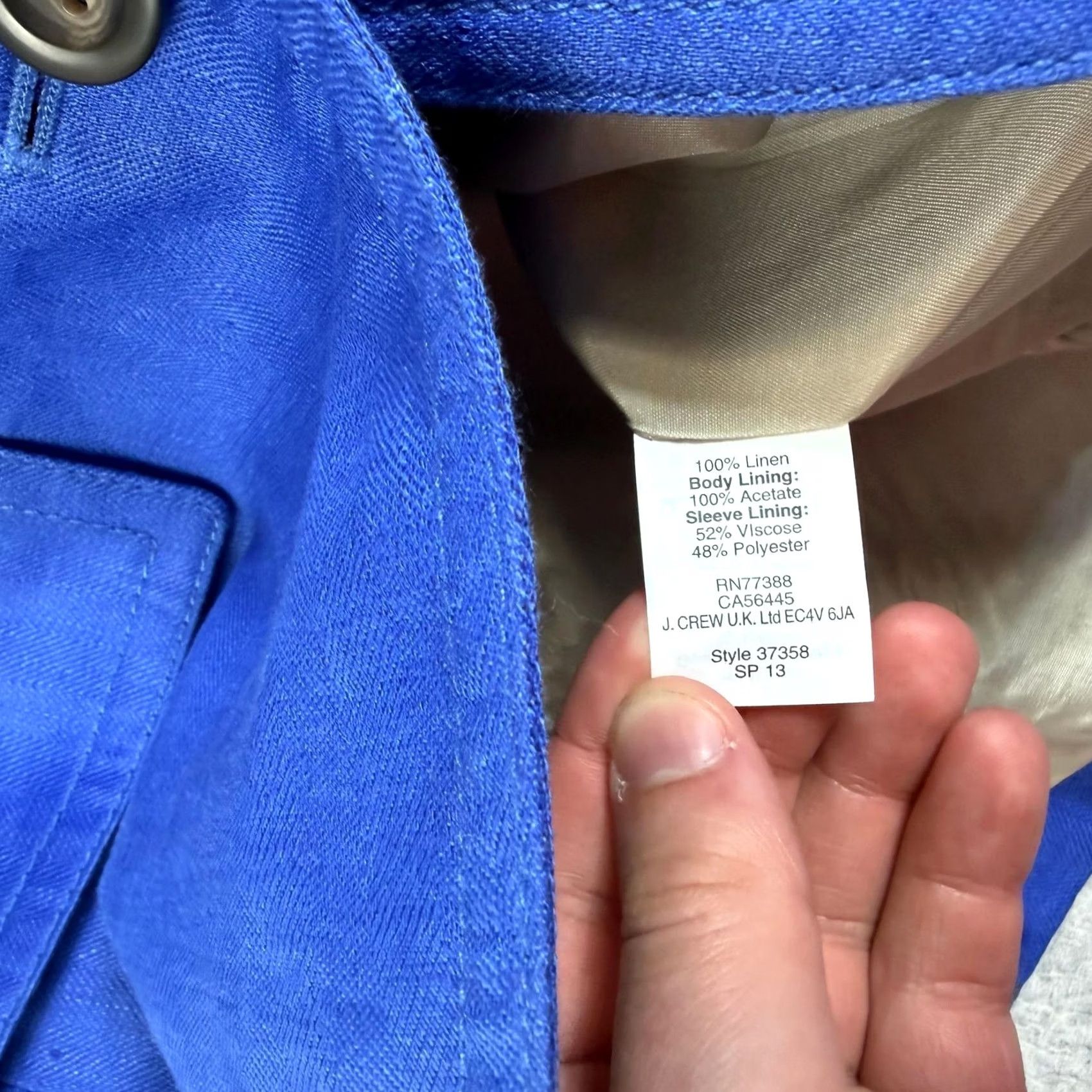 J.Crew J.CREW Blazer Women 0 Linen Button Two-Button Notch Front Petite Office Career Lightweight Blue Jacket Size XS / US 0-2 / IT 36-38 - 4 Thumbnail