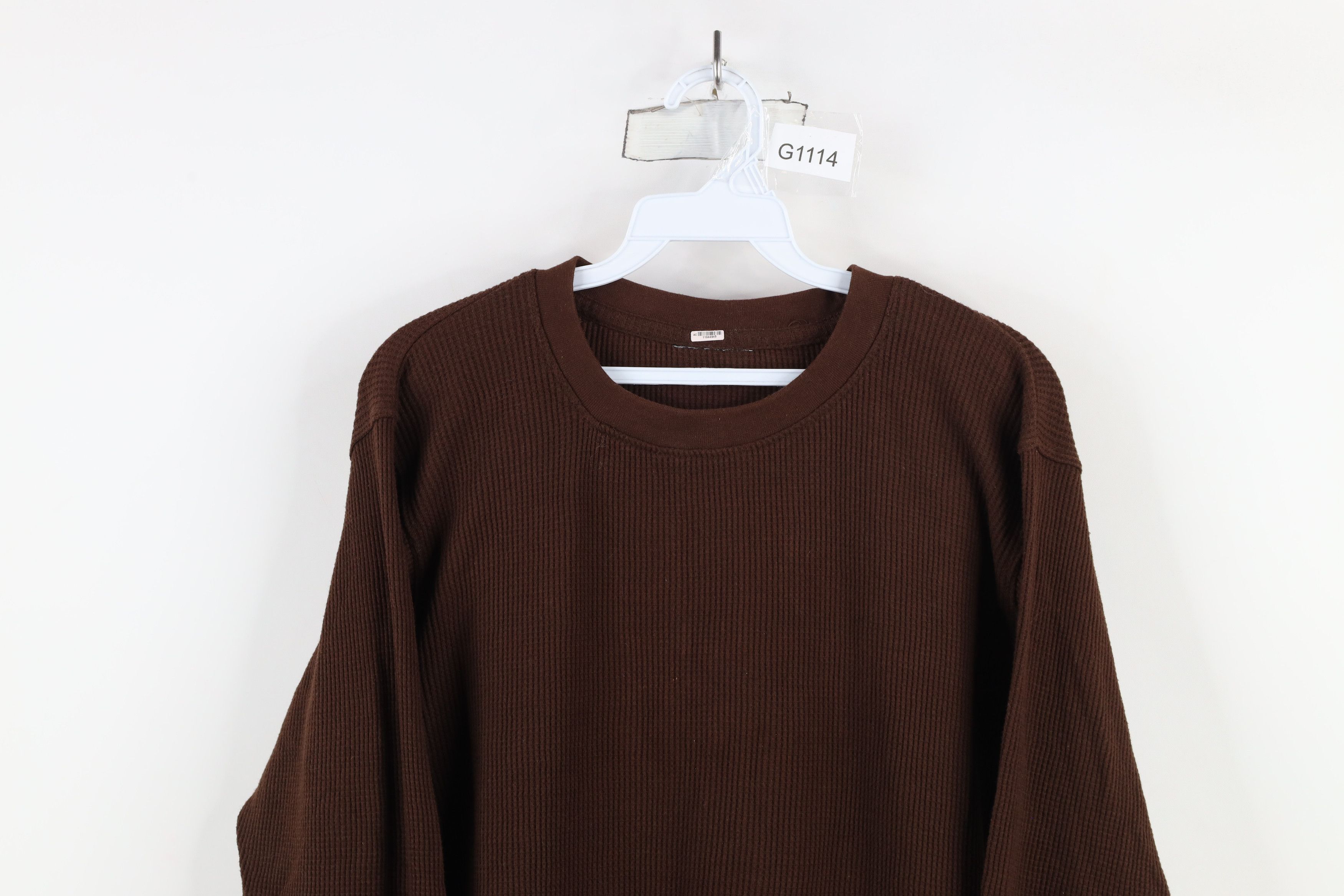 Vintage Vintage 90s Y2K Streetwear Knit Long Sleeve T-Shirt Brown Size US M / EU 48-50 / 2 - 2 Thumbnail
