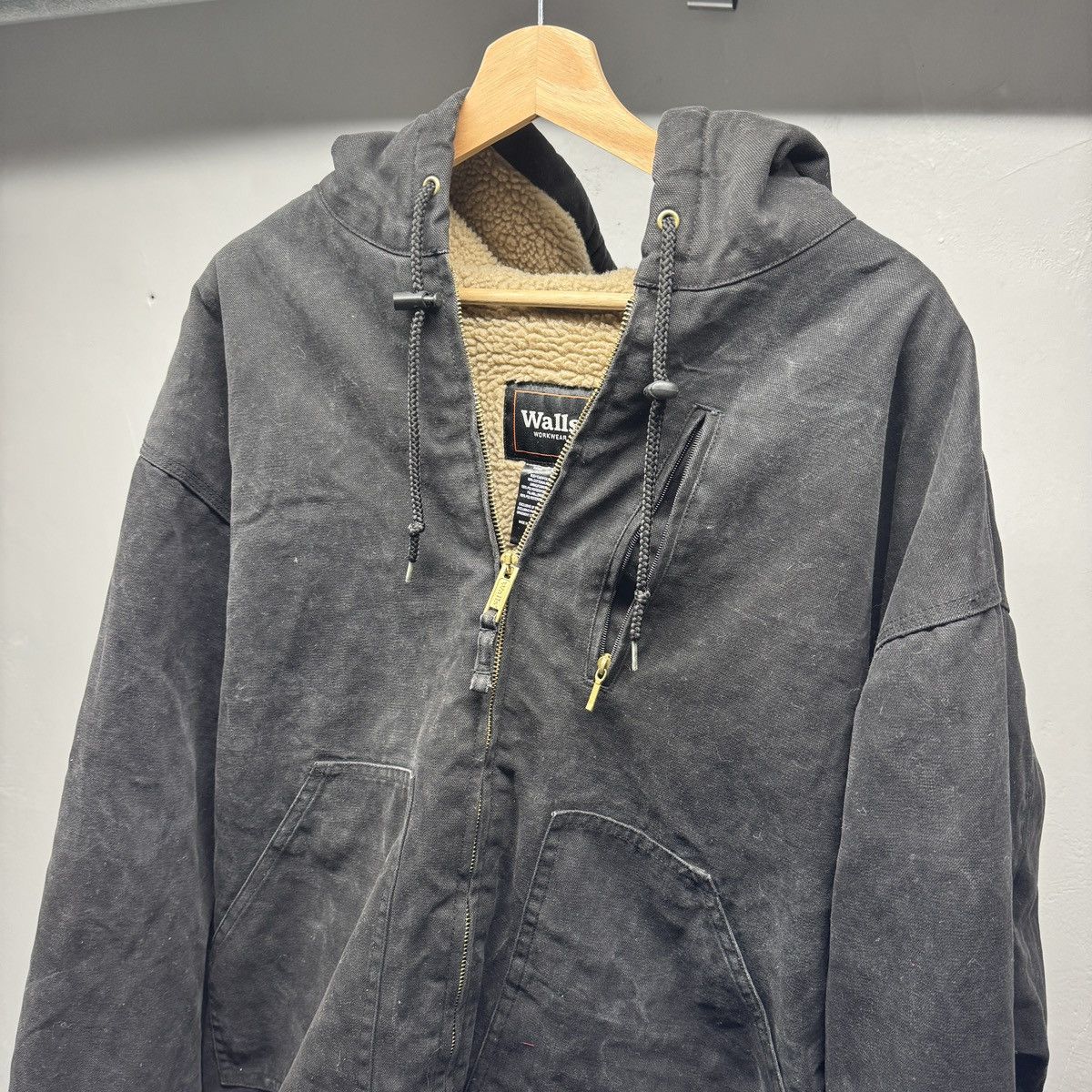 Vintage Hooded Zip Up Sherpa Lined Work Jacket ERD Grunge Faded Size US XXL / EU 58 / 5 - 3 Thumbnail