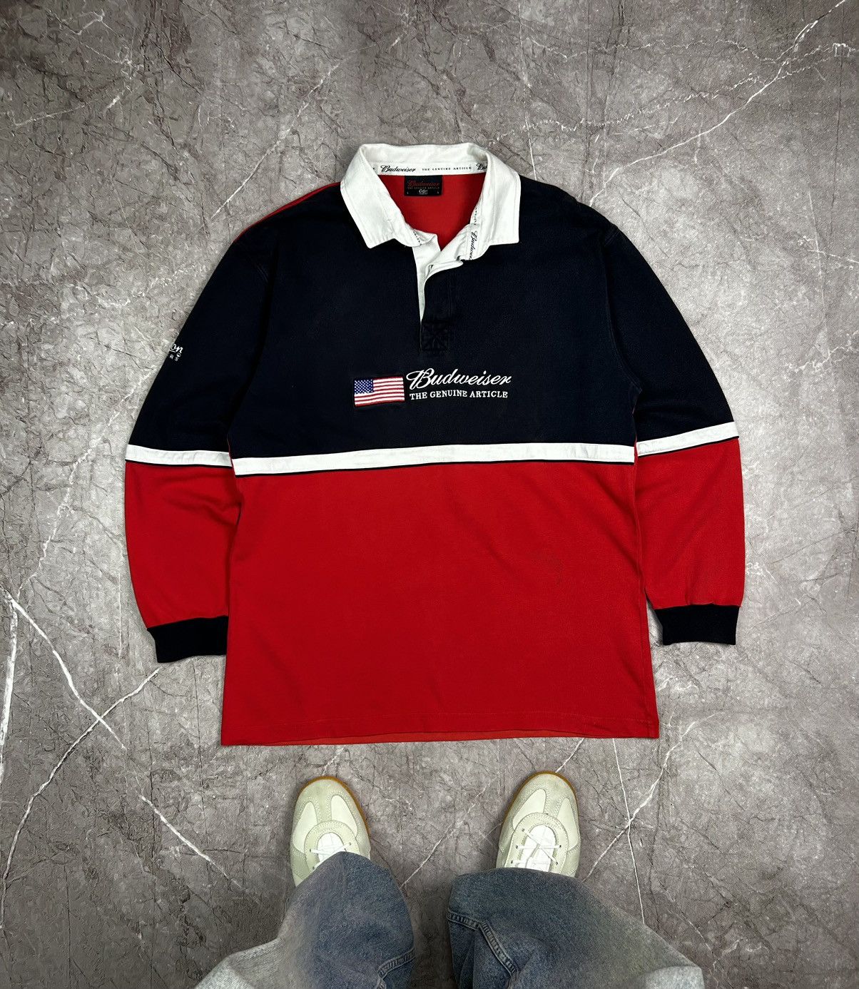 Budweiser × Cotton Traders Vintage Budweiser rugby shirt Size US L / EU 52-54 / 3 - 1 Thumbnail