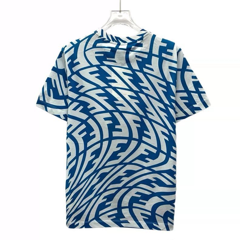 Fendi Fendi Blue Logo Cotton Crew Neck TShirt Size M / US 6-8 / IT 42-44 - 2 Thumbnail
