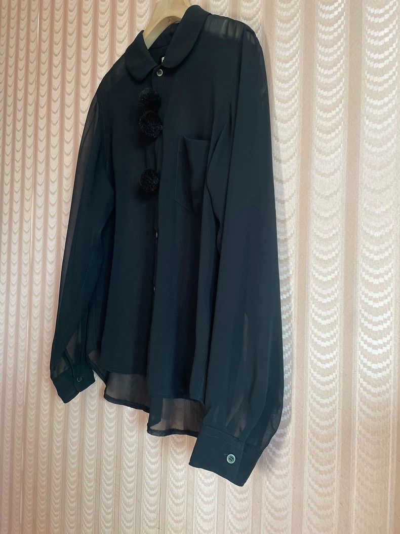 Comme des Garcons Comme Des Garcons Black See-Through Yarn Front Shirt Size M / US 6-8 / IT 42-44 - 2 Thumbnail