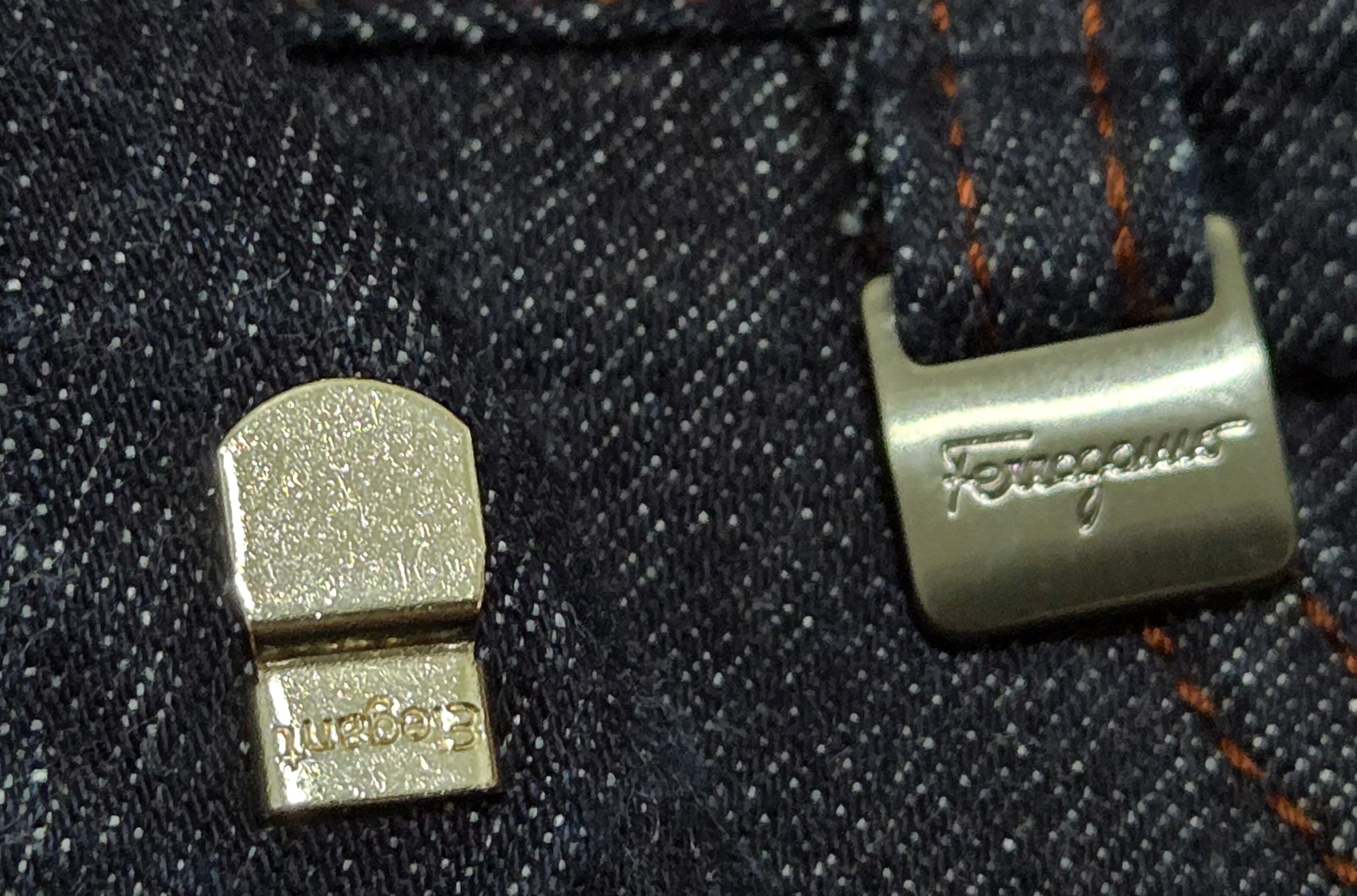 Salvatore Ferragamo Vtg Salvatore Ferragamo Luxury Women's Dark Blue Denim Jeans Size 28" / US 6 / IT 42 - 6 Thumbnail