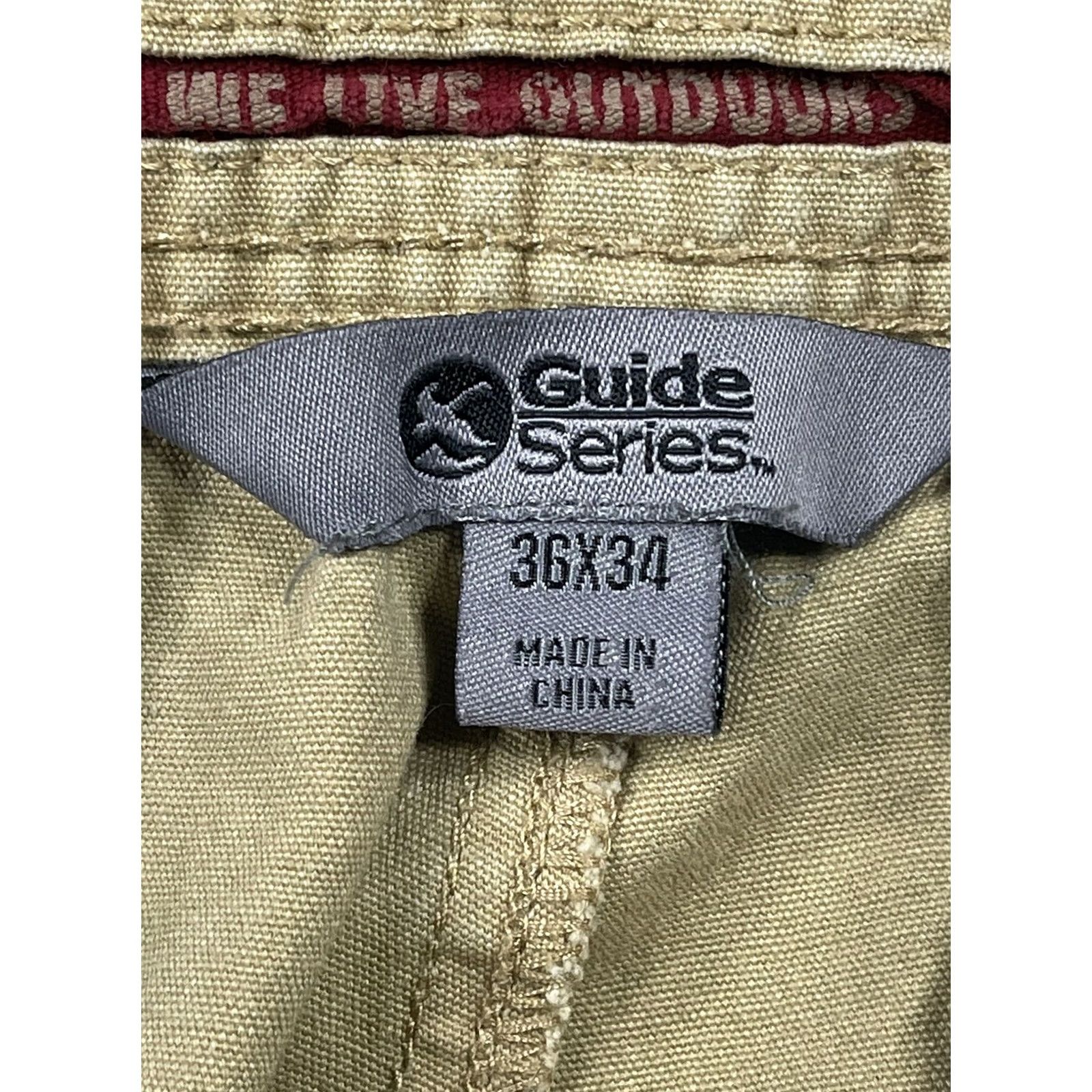 Vintage Guide Series Cargo Pants Mens 36Wx34L Khaki Beige Flat Front Straight Fit Pockets Casual Workwear 36 Regular Mens Size US 36 / EU 52 - 7 Thumbnail