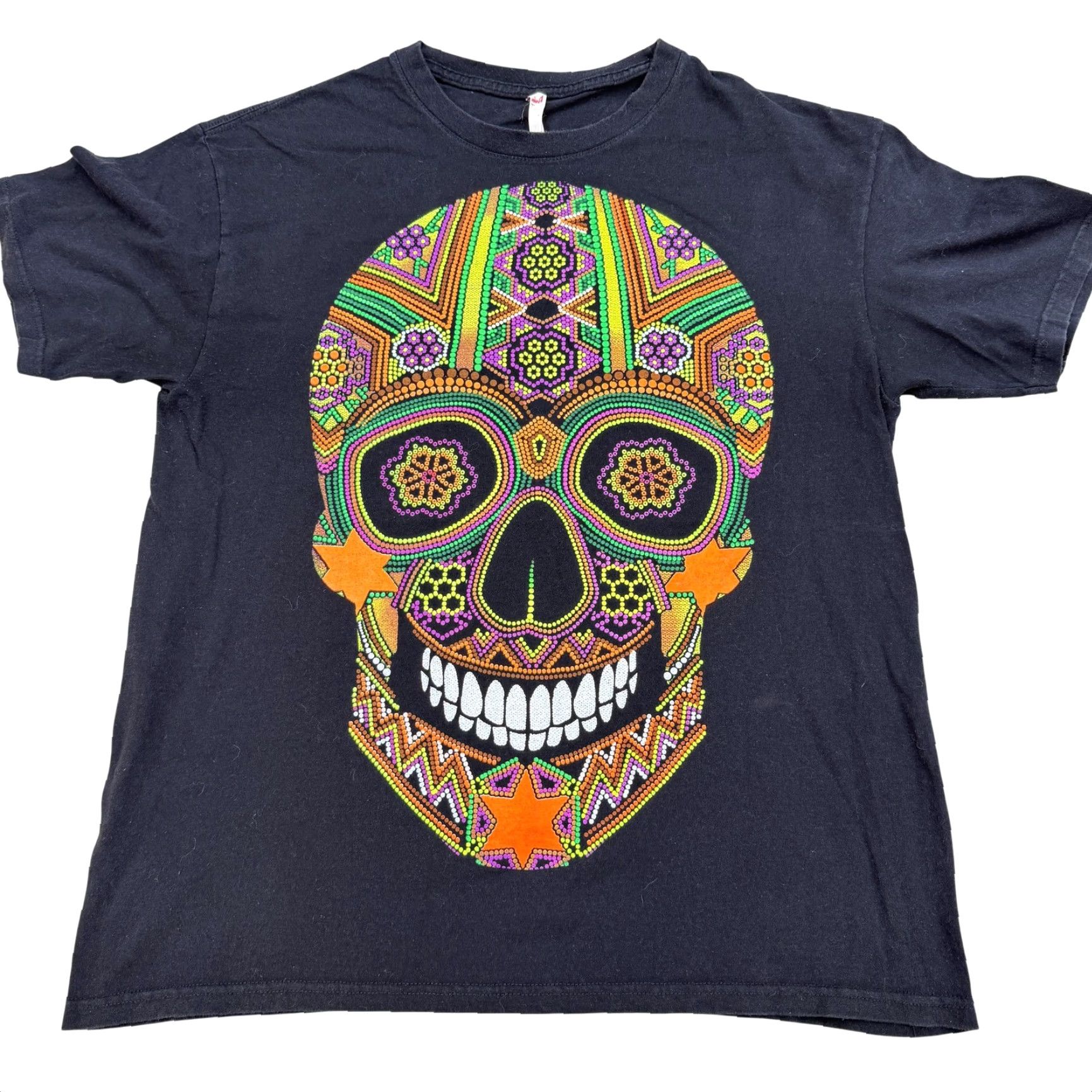 Sugar VINTAGE Sugar Skull Graphic Shirt Mens L Black Double Sided Day Of Dead Halloween Size US L / EU 52-54 / 3 - 2 Thumbnail