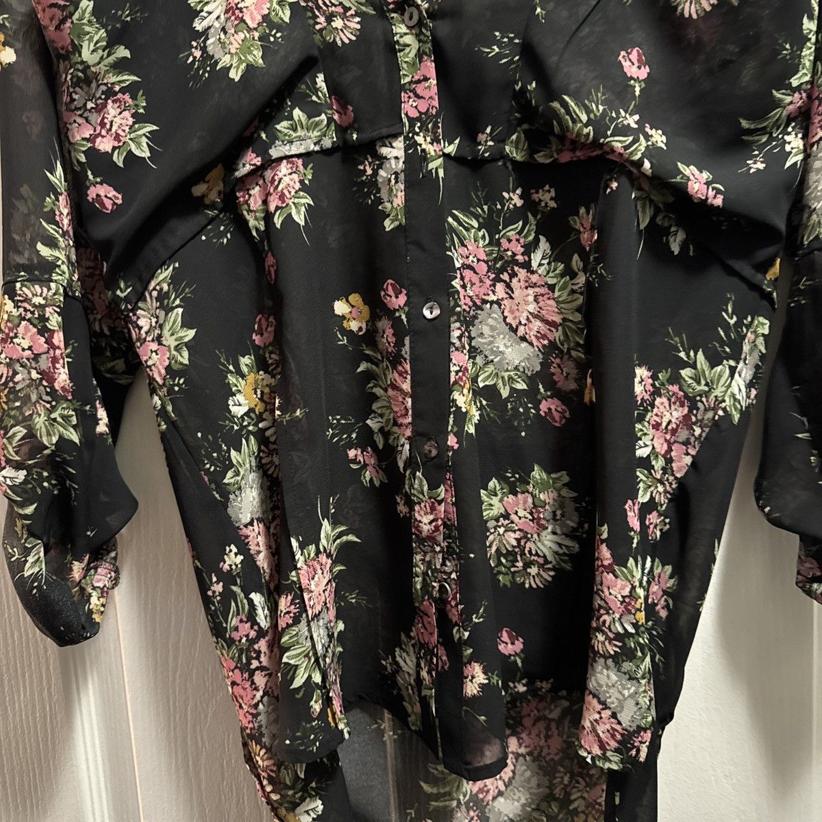 Anthropologie Line & Dot Sheer Floral Oversized Blouse Size S / US 4 / IT 40 - 5 Thumbnail