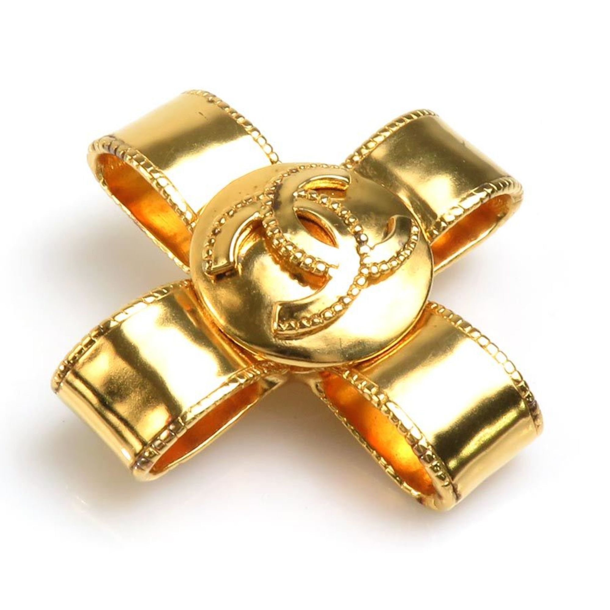 image of Chanel Brooch Here Mark Metal Gold Ladies, Women's