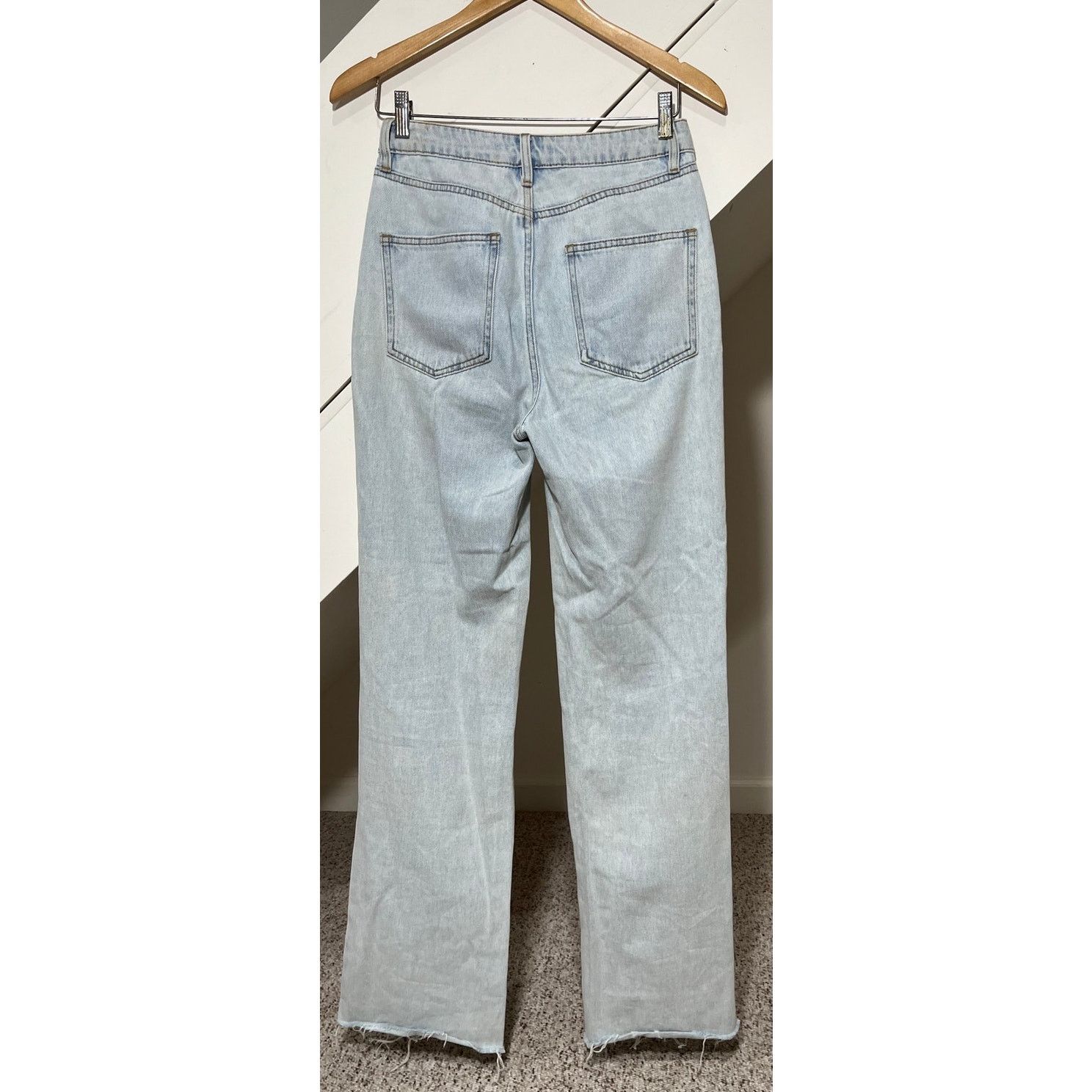 WeWoreWhat We Wore What Light Wash Distressed Straight Leg Jeans Y2K 26 Size 26" / US 2 / IT 38 - 2 Thumbnail