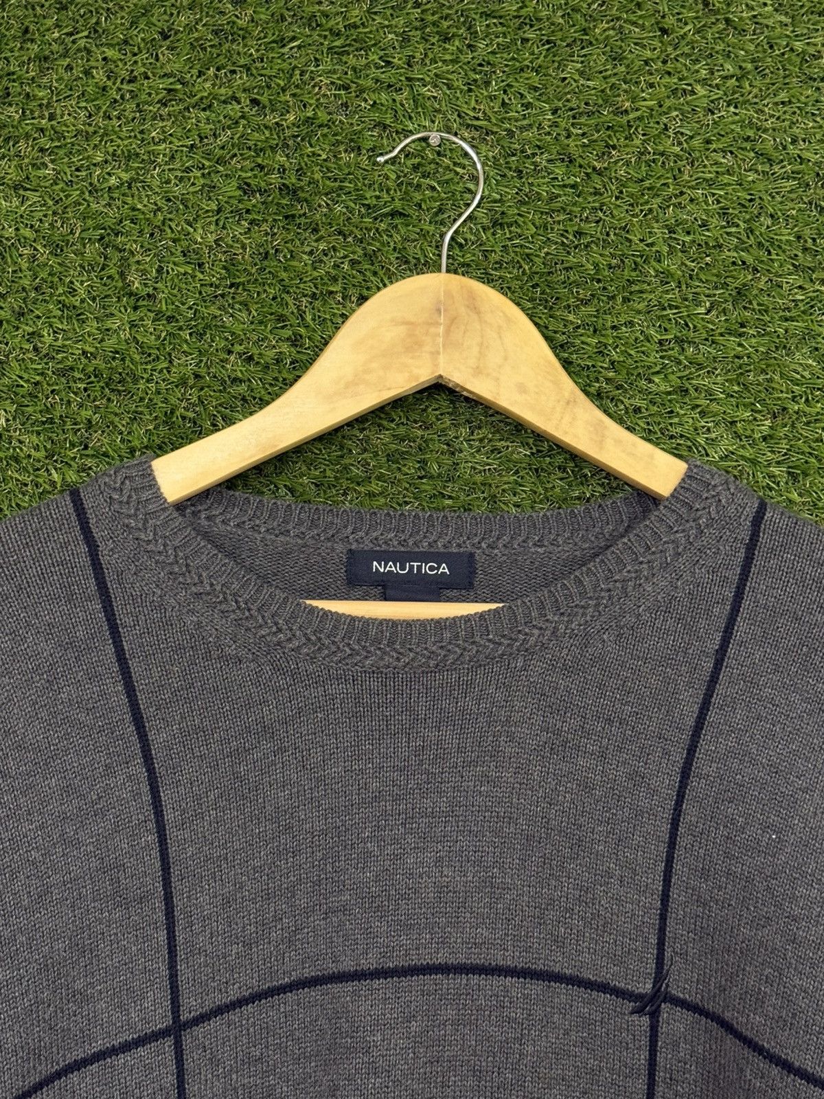 Nautica Vintage Nautica Grey Knit Grid Graph Logo Sweater XXL 2XL Size US XXL / EU 58 / 5 - 3 Thumbnail