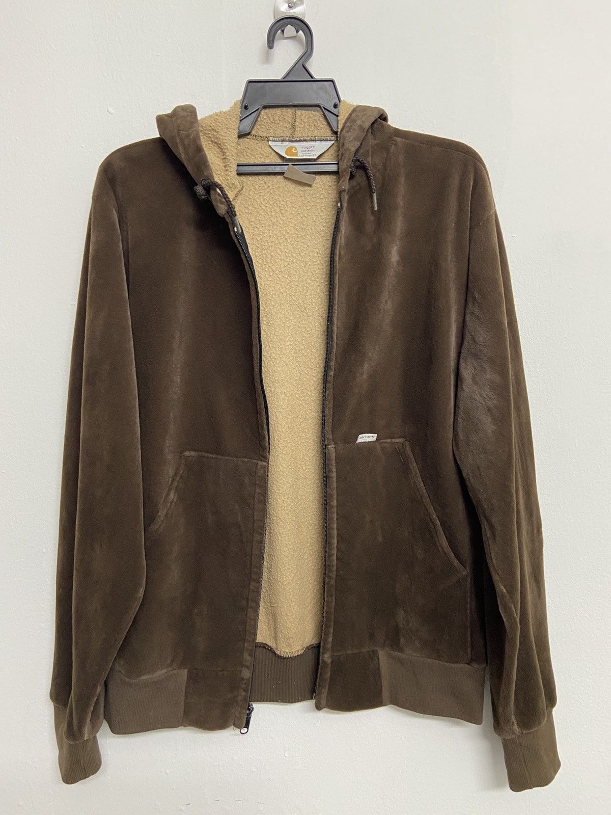 Carhartt Vintage 90s Carhartt Fleece Faux Fur Zip Up Hoodie jacket Size US M / EU 48-50 / 2 - 2 Thumbnail