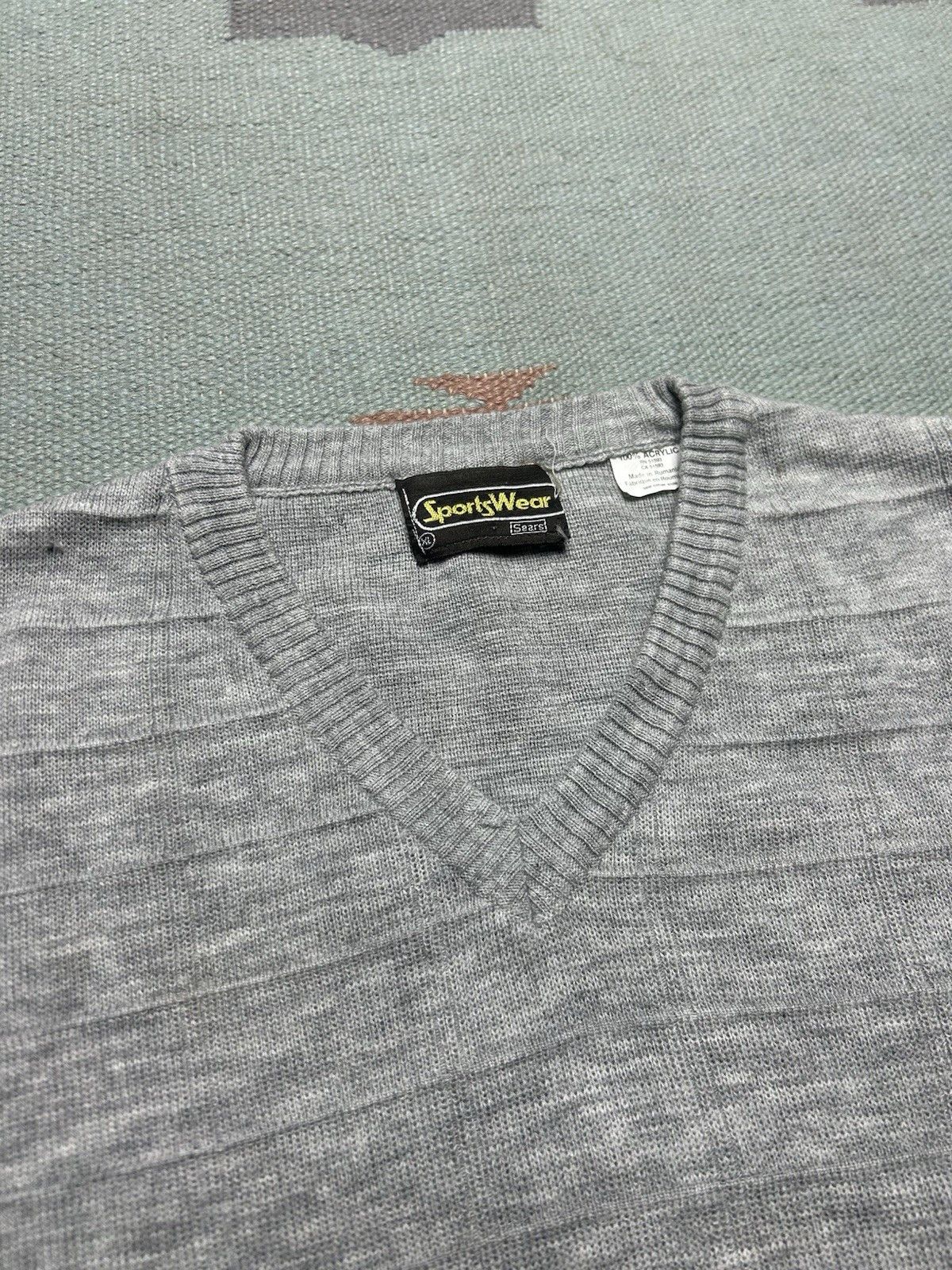 Vintage Vtg 70s acrylic knit sweater Sears sportswear v neck boxy XL Size US XL / EU 56 / 4 - 3 Thumbnail