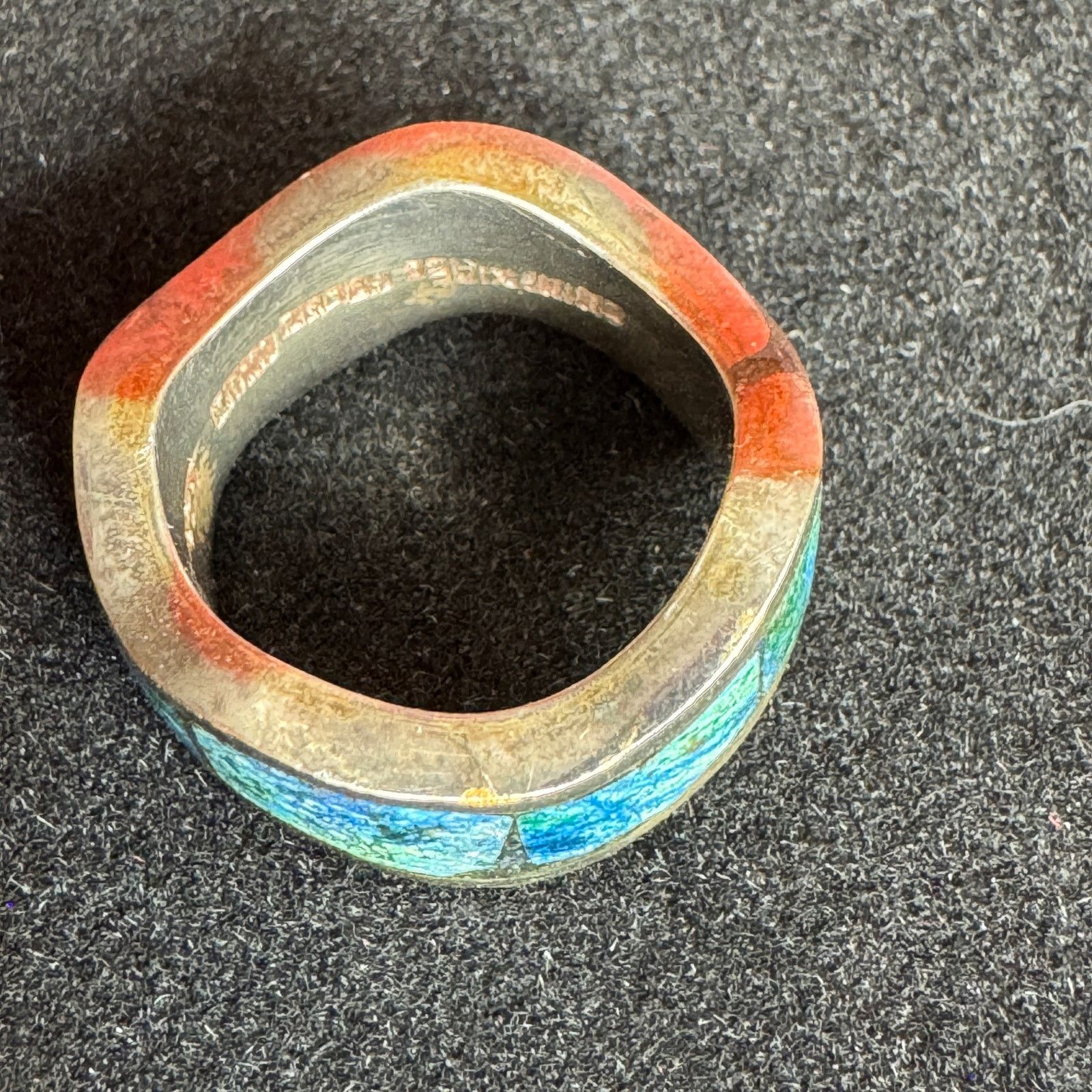 Vintage Vintage Sterling Silver and Enameled Ring Sz 6 Size ONE SIZE - 7 Thumbnail