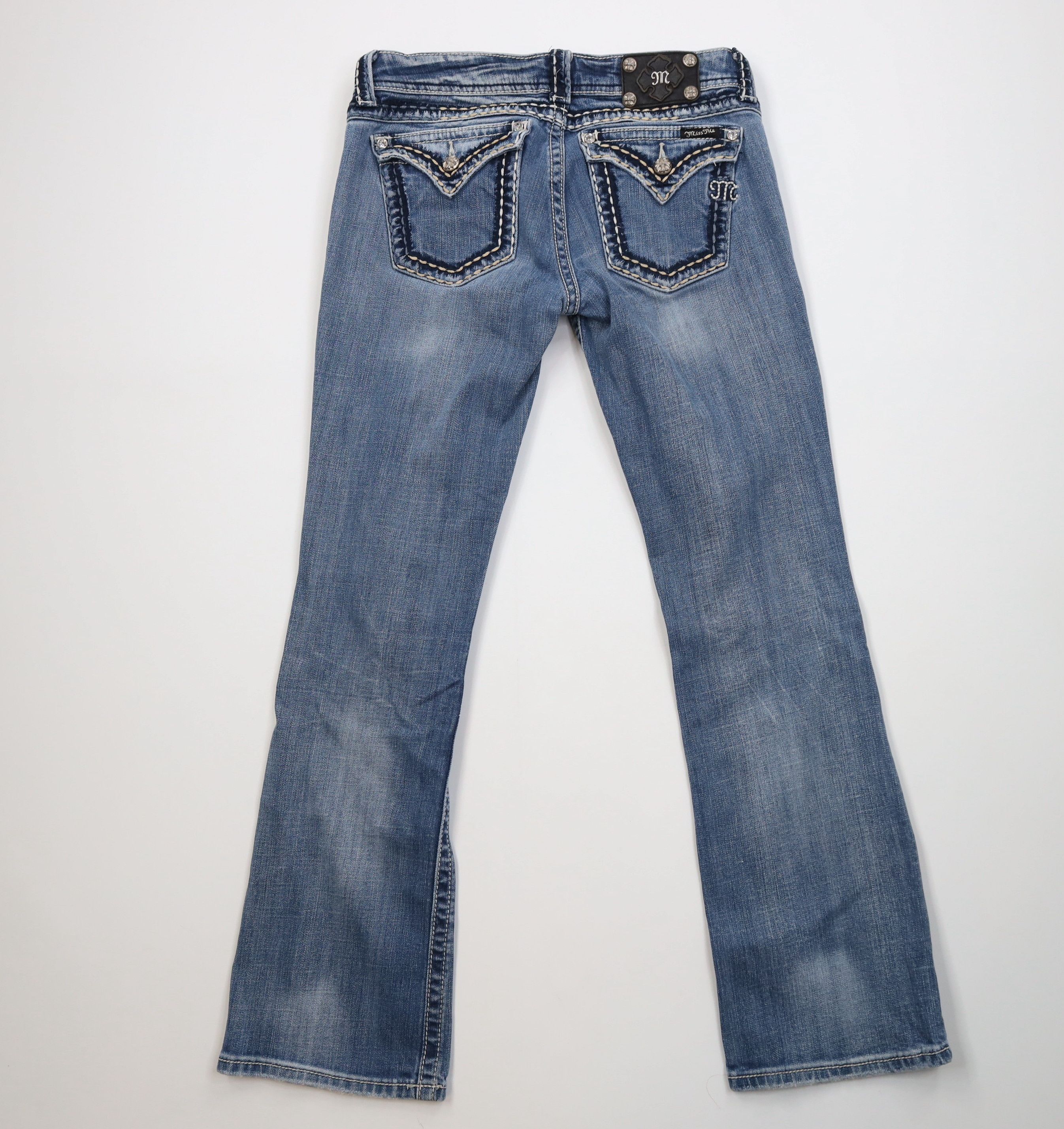 Miss Me Miss Me Thick Stitch Jeweled Flared Bootcut Denim Jeans Size 30" / US 8 / IT 44 - 10 Thumbnail