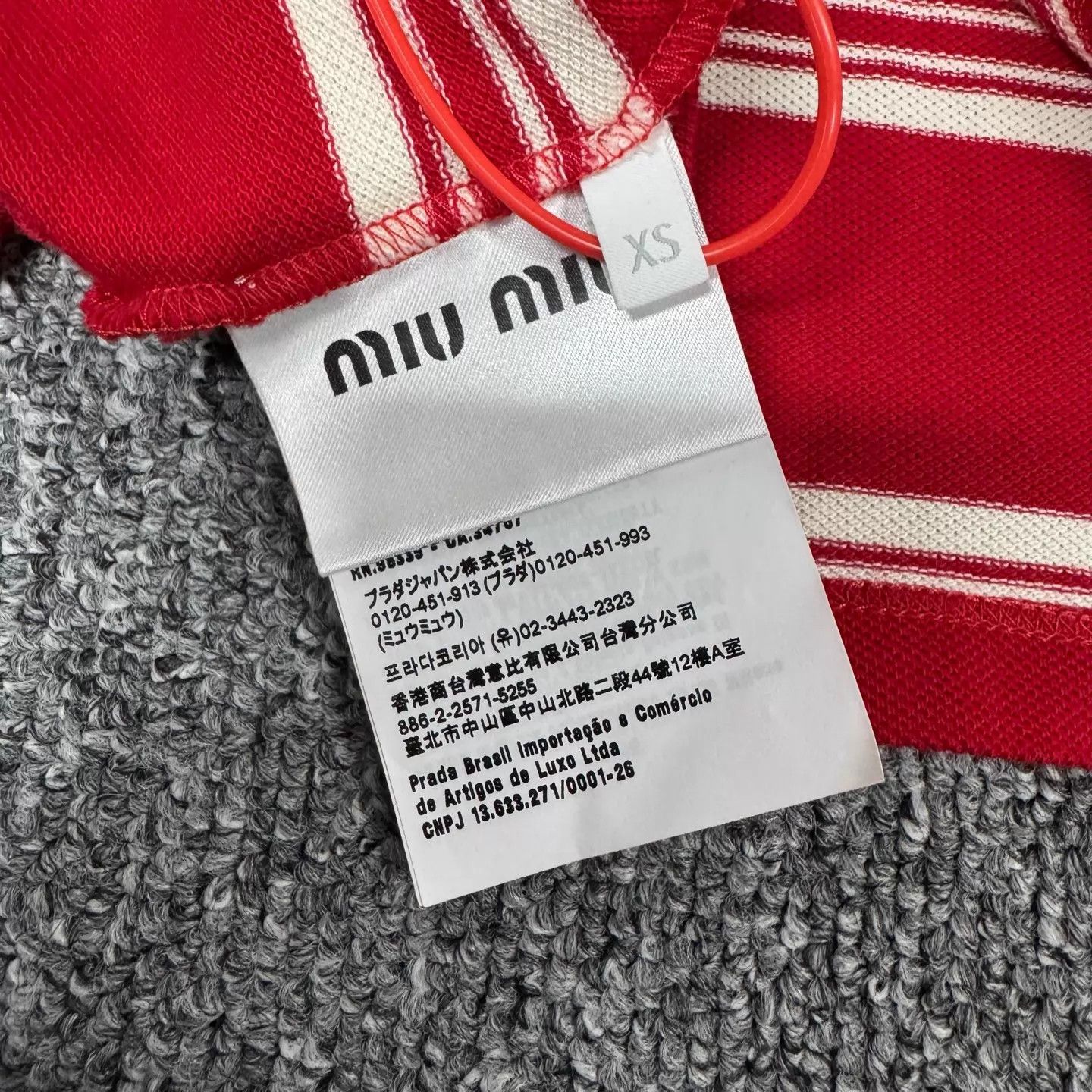 Miu Miu MIU MIU Embroidered Logo Red & White Striped Polo XS 99 New Size XS / US 0-2 / IT 36-38 - 6 Thumbnail