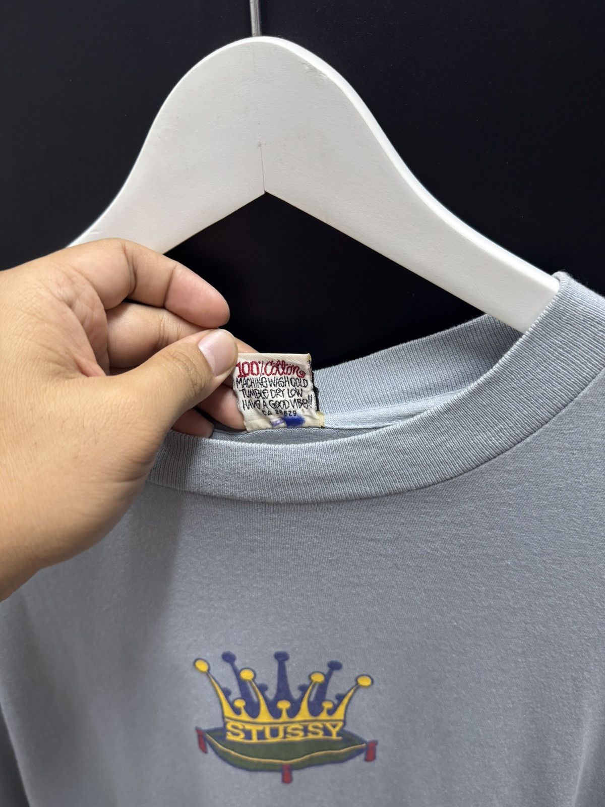 Stussy × Vintage Vintage 90s Stussy Crown Rare Logo White Tag Single Stitch Size US L / EU 52-54 / 3 - 6 Thumbnail