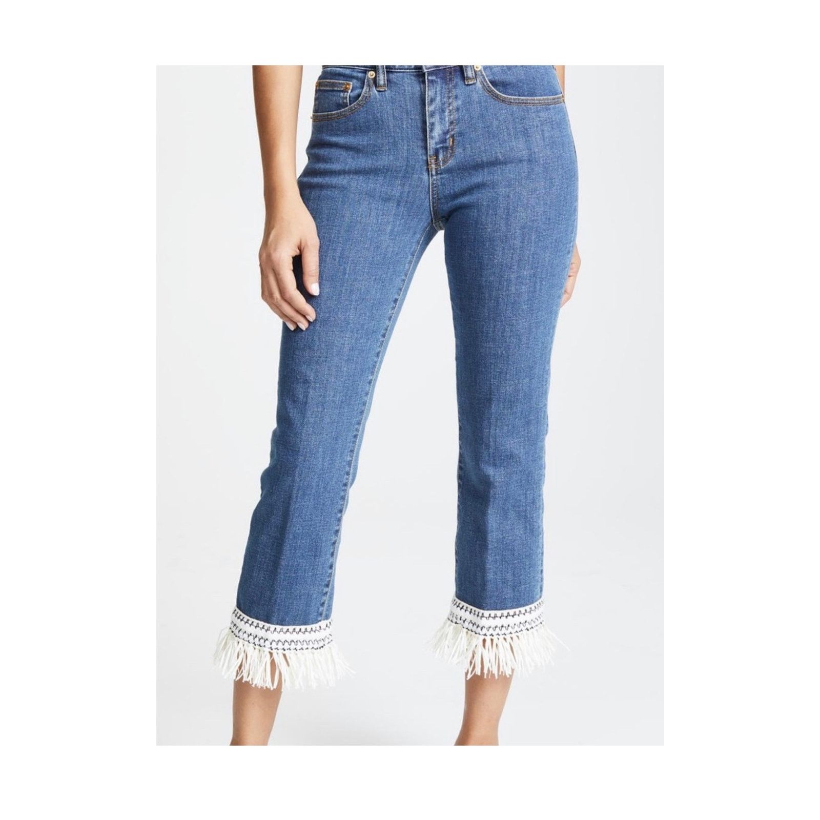 Tory Burch Tory Burch Connor jeans Fringe Hem Cropped Jeans Size 28 Size 28" / US 6 / IT 42 - 2 Thumbnail