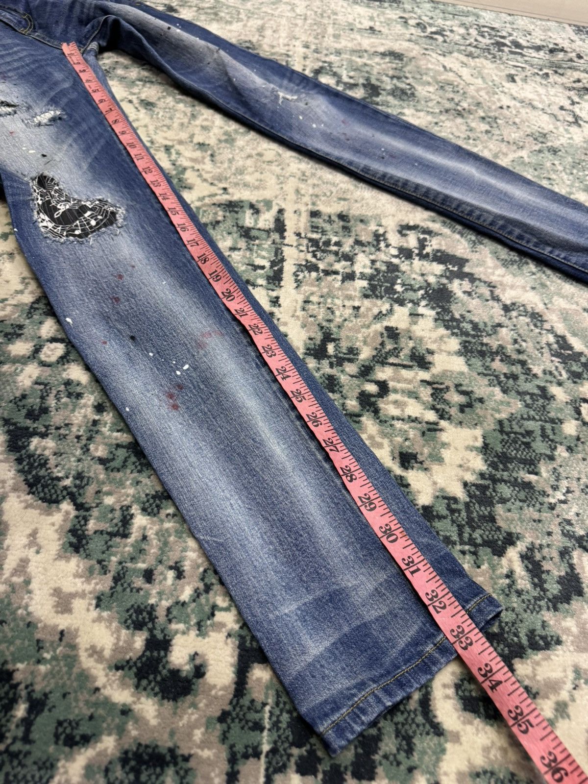 Loveless × Number (N)ine NUMBER NINE LOVELESS GUILD PRIME PAINT SPLATTER SKINNY JEANS Size US 30 / EU 46 - 9 Thumbnail