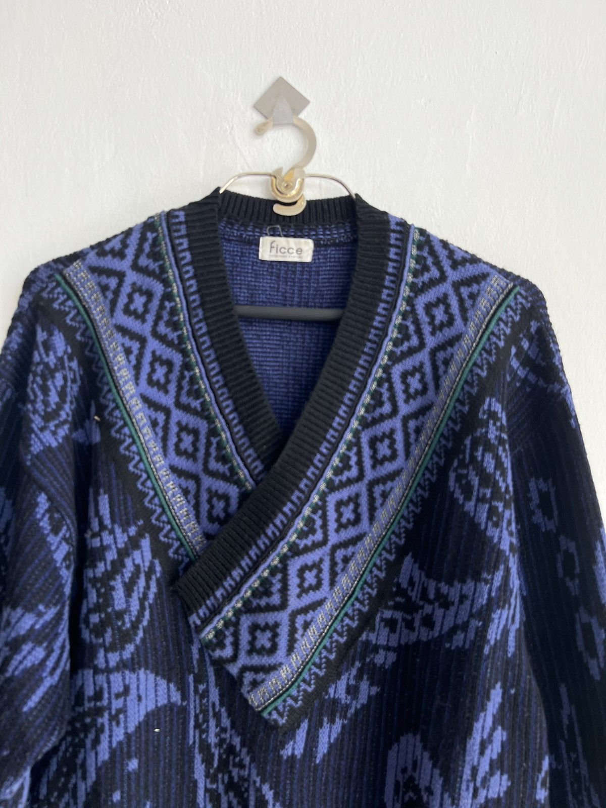 Yoshiyuki Konishi 90s Ficce Yoshiyuki Konishi Artwork Paisley V Neck Knitwear Size US M / EU 48-50 / 2 - 4 Thumbnail