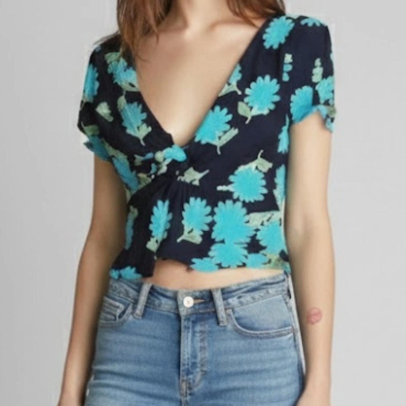 Zara Zara Black Floral Daisy Peplum Blouse Top Womens Small Size S / US 4 / IT 40 - 2 Thumbnail