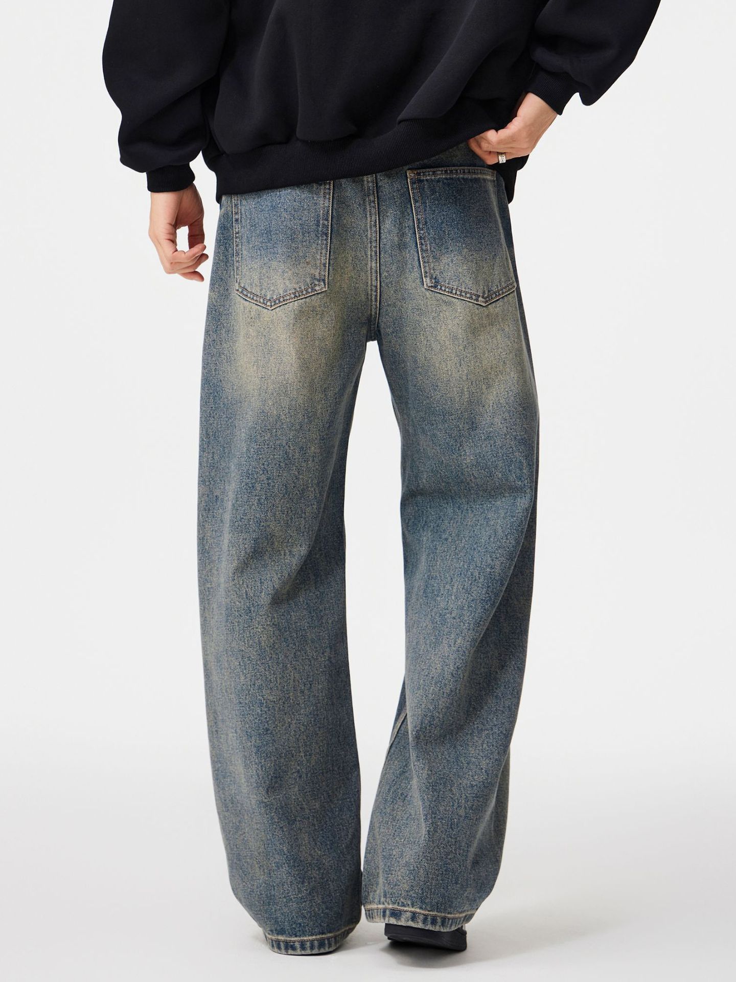 Japanese Brand American high-street men's patchwork wide-leg loose jeans Size US 32 / EU 48 - 4 Thumbnail