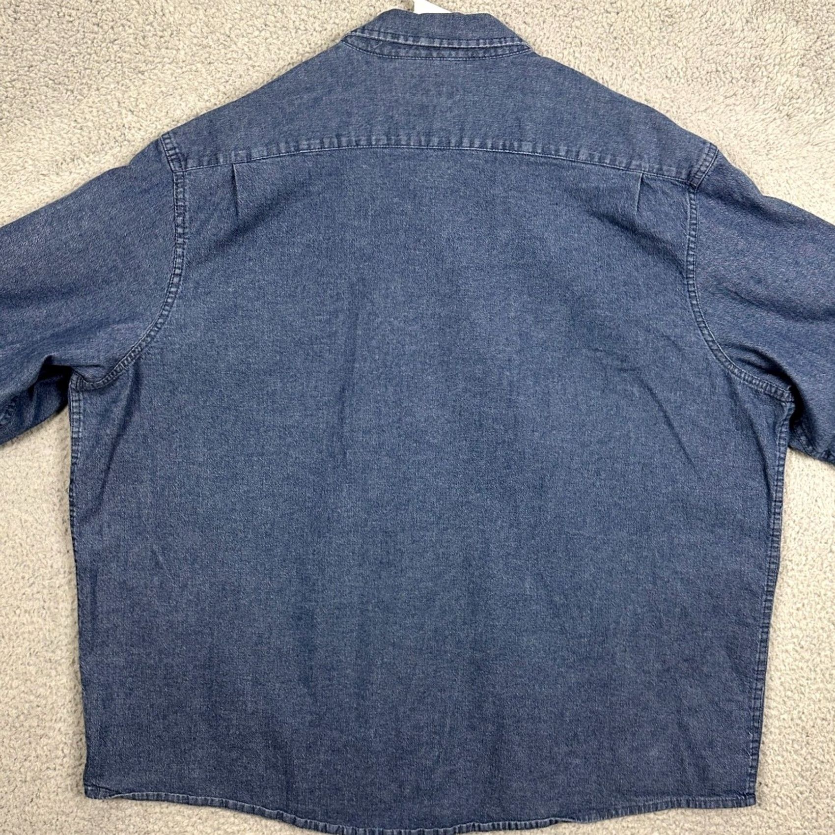 Wrangler Wrangler Mens Denim Blue 3XL Shirt Button-Up Long Sleeve Stretch For Comfort Casual Workwear Size US XXL / EU 58 / 5 - 3 Thumbnail