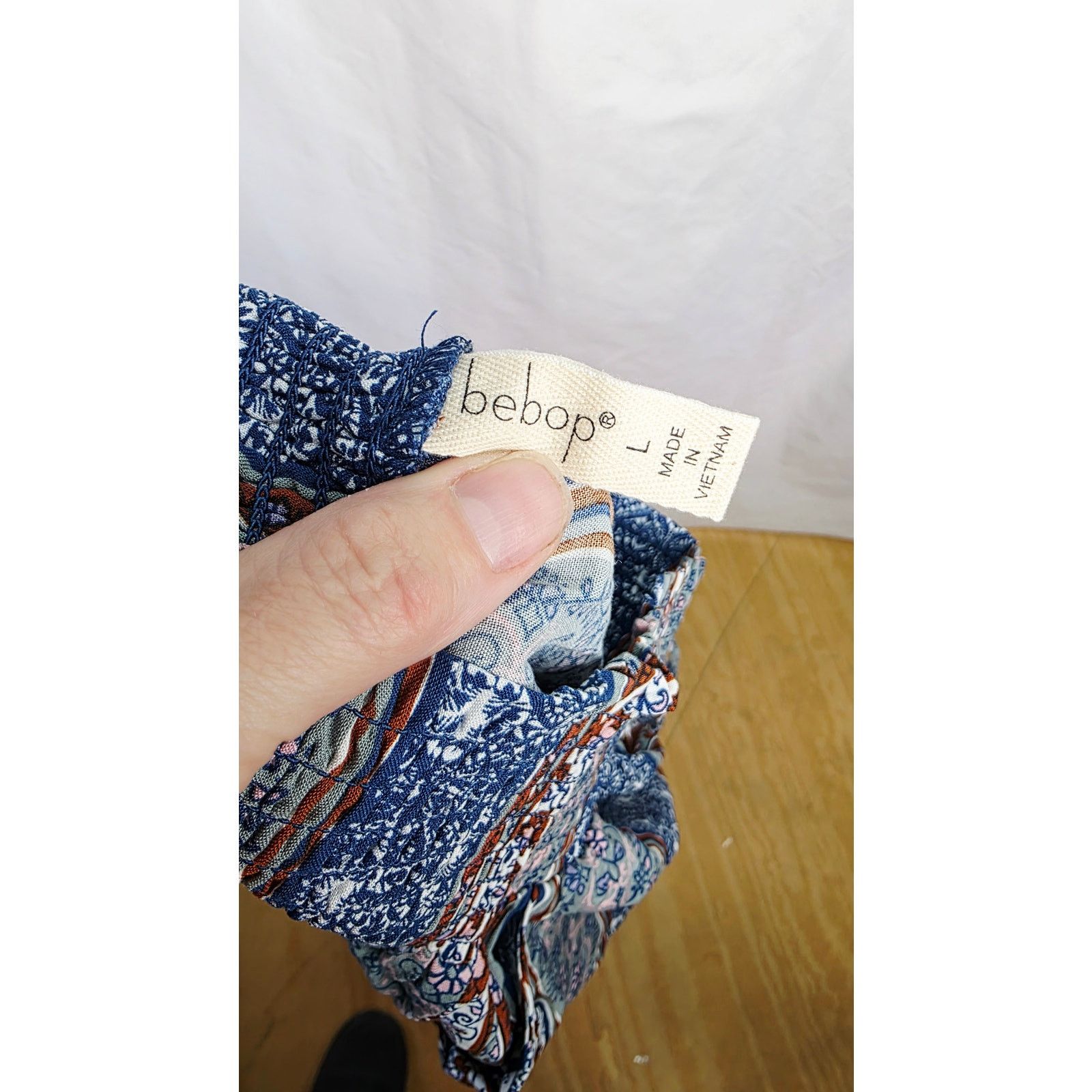 Other Bebop Boho Smocked Elastic Waist Wide Leg Women's Pants Size 25" / US 0 / IT 36 - 2 Thumbnail