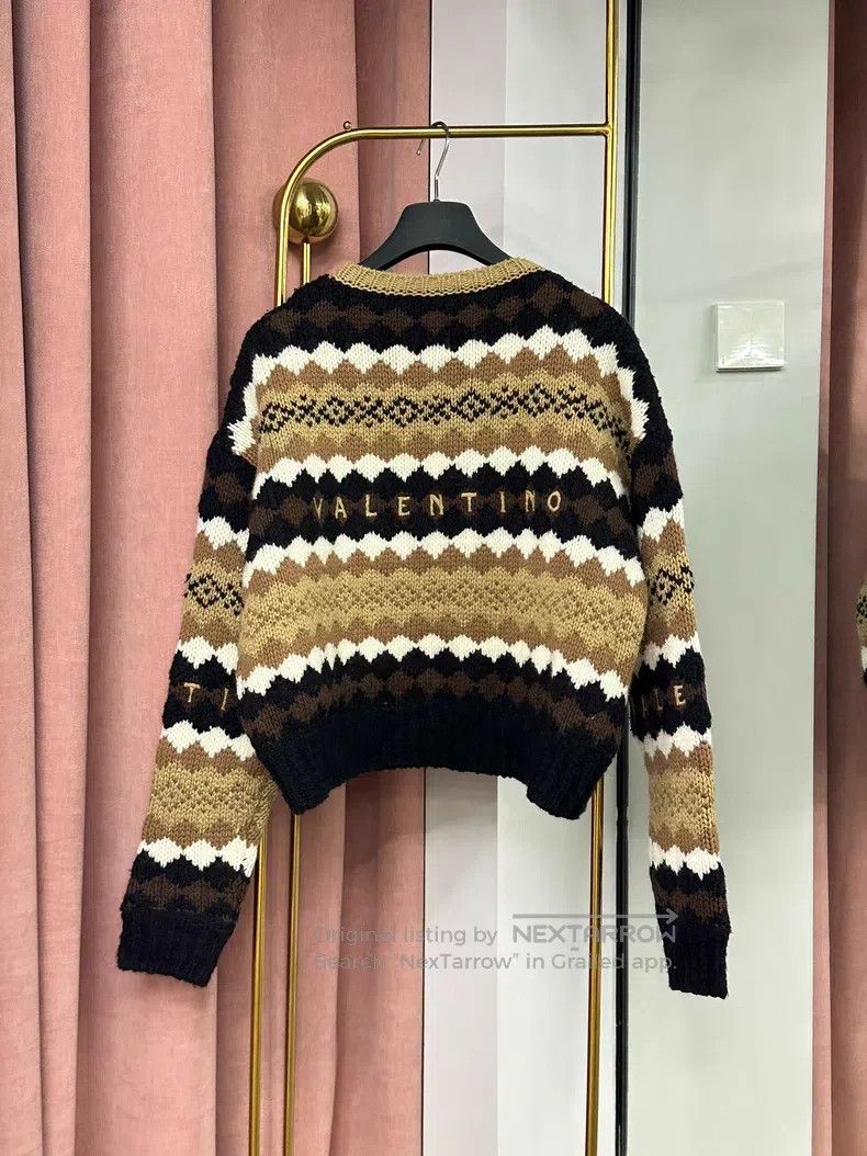 Valentino Valentino Wool striped monogram knit sweater with long sle Size M / US 6-8 / IT 42-44 - 3 Thumbnail