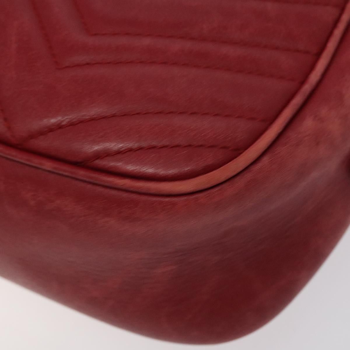 Gucci GUCCI GG Marmont Chain Shoulder Bag Leather Red Gold Size ONE SIZE - 10 Thumbnail