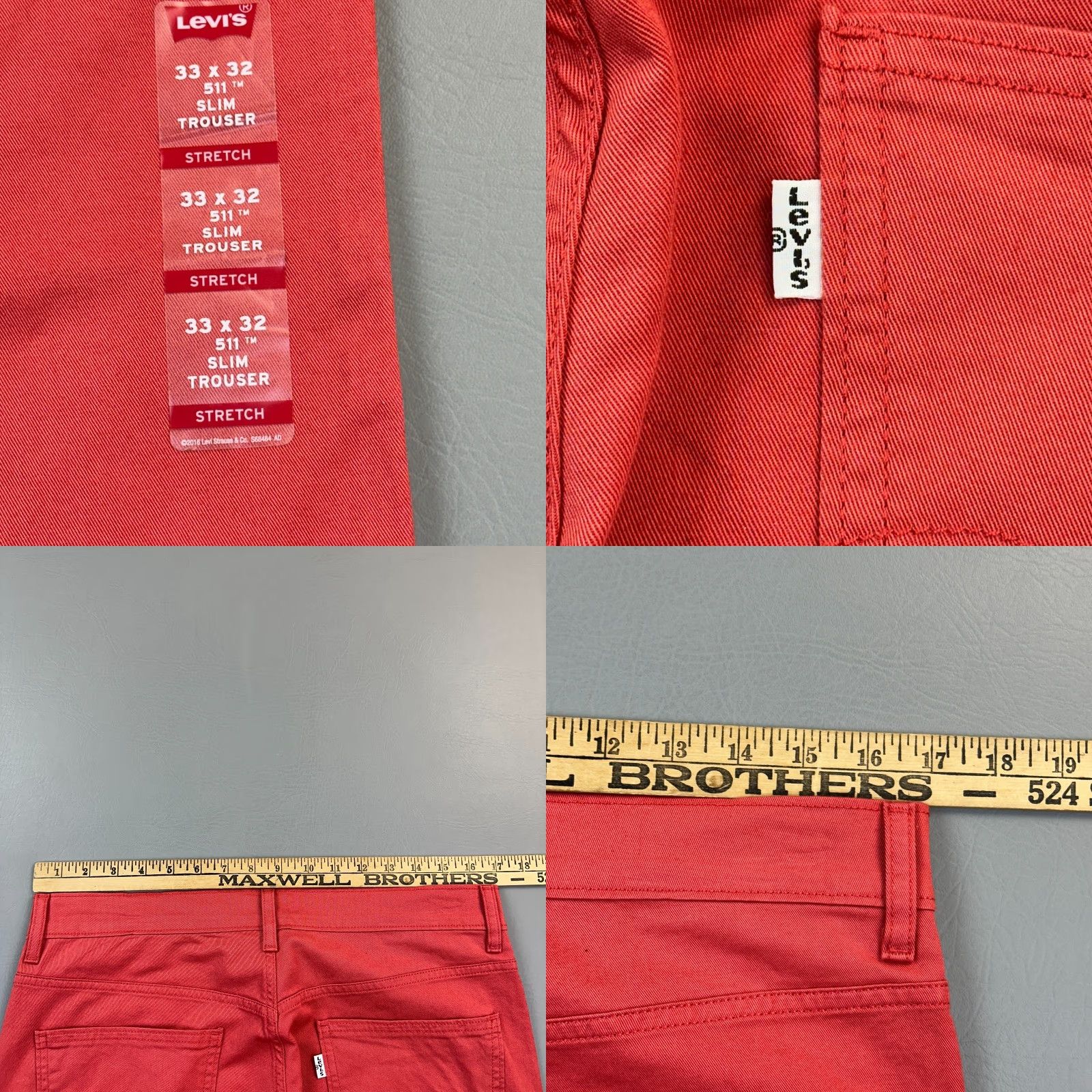 Levi's VINTAGE Levi's 511 Pants Mens 33x32 34x31 Salmon Slim Fit Trouser Tapered Leg Casual Size US 33 - 9 Thumbnail