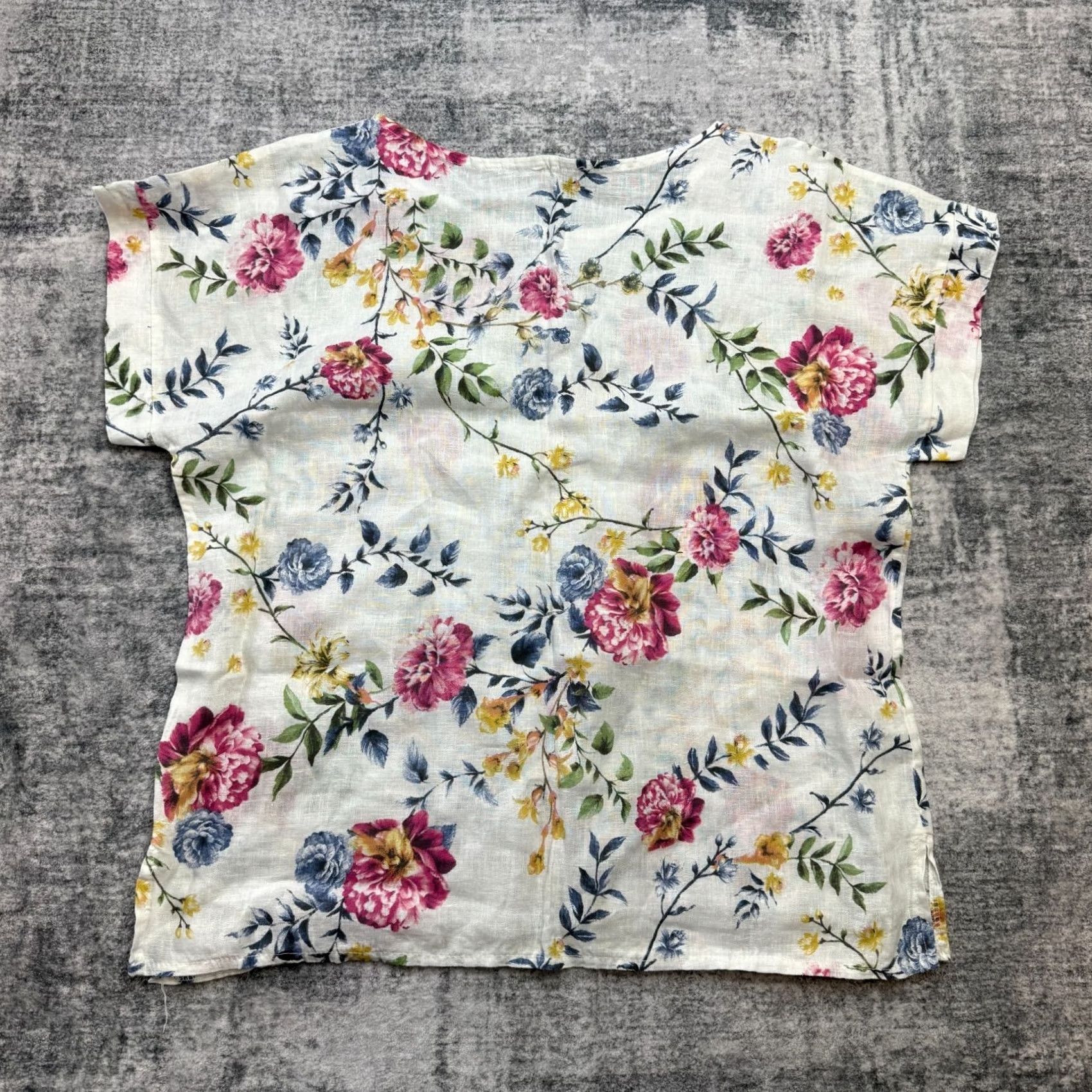 Bell Bella Umbra Linen Top Womens Large White Floral Shirt Boxy Boho Garden Party Blouse Shirt Bohemian Womens L White Floral Boho Garden Party Shirt Size L / US 10 / IT 46 - 5 Thumbnail