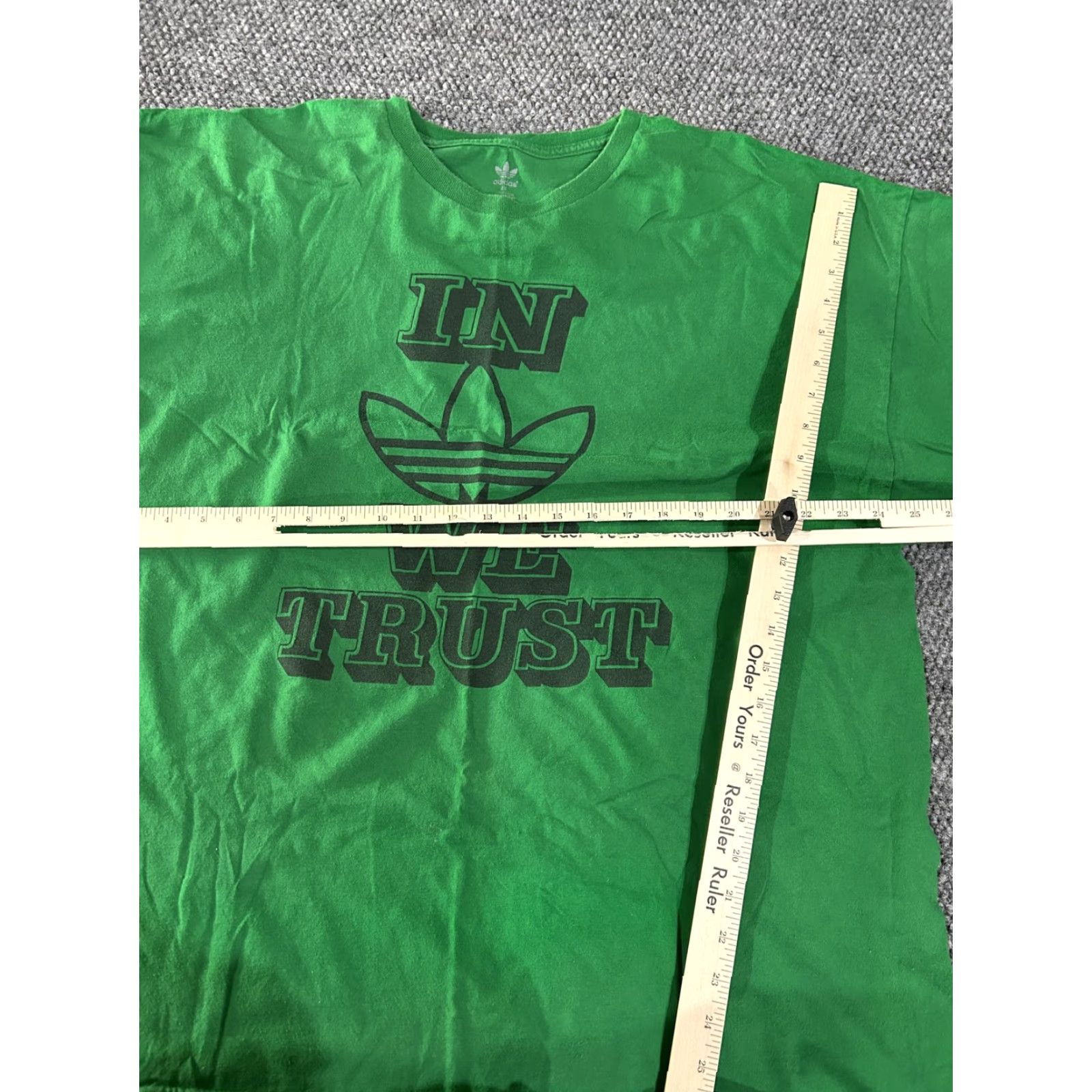 Adidas Adidas Originals Shirt Mens 2XL Green Trefoil In We Trust Graphic Tee Cotton Size US XXL / EU 58 / 5 - 4 Thumbnail