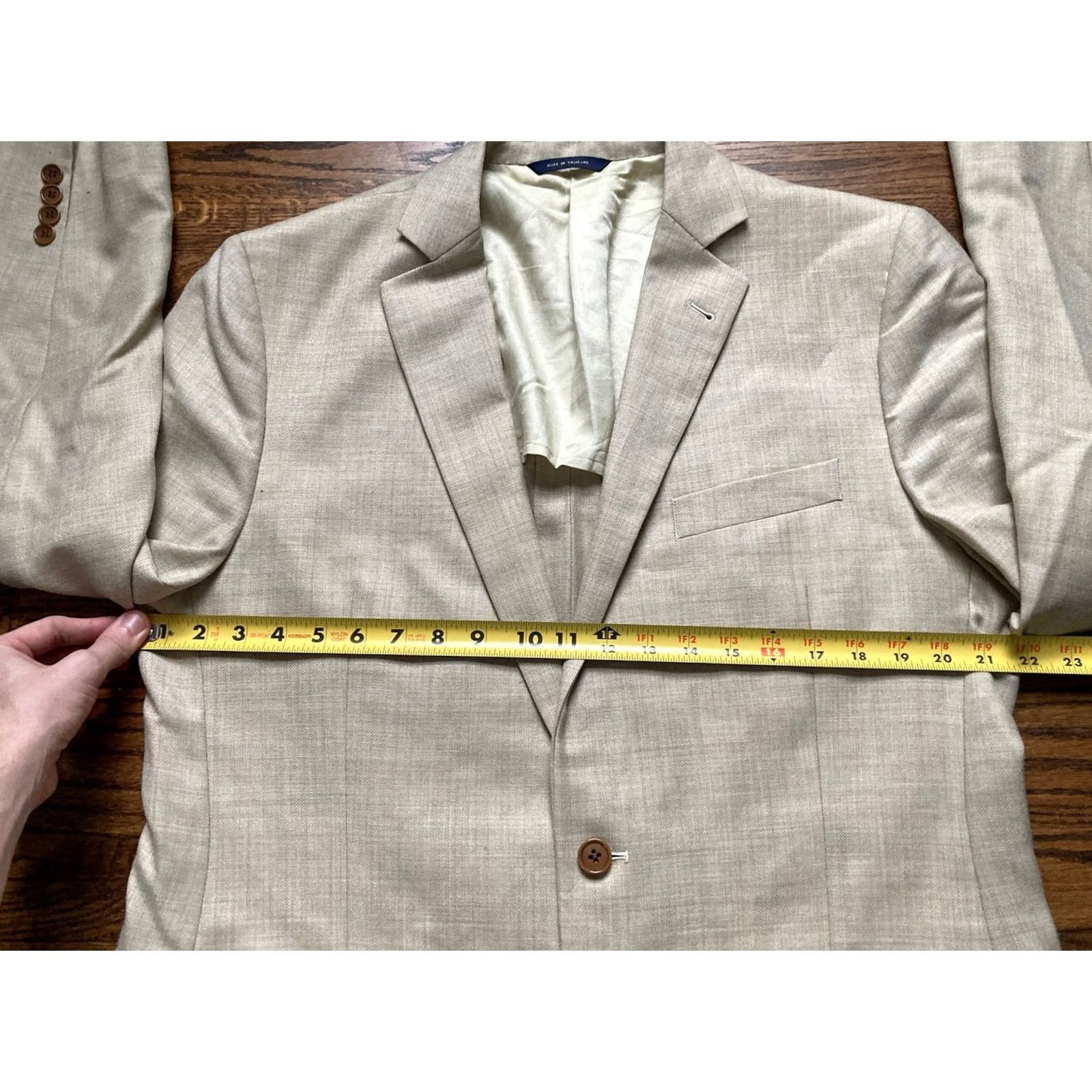 Brooks Brothers Brooks Brothers Blazer Mens Size 43L Tan Wool Jacket 2 Button Fitzgerald 1818 Size 46R - 7 Thumbnail
