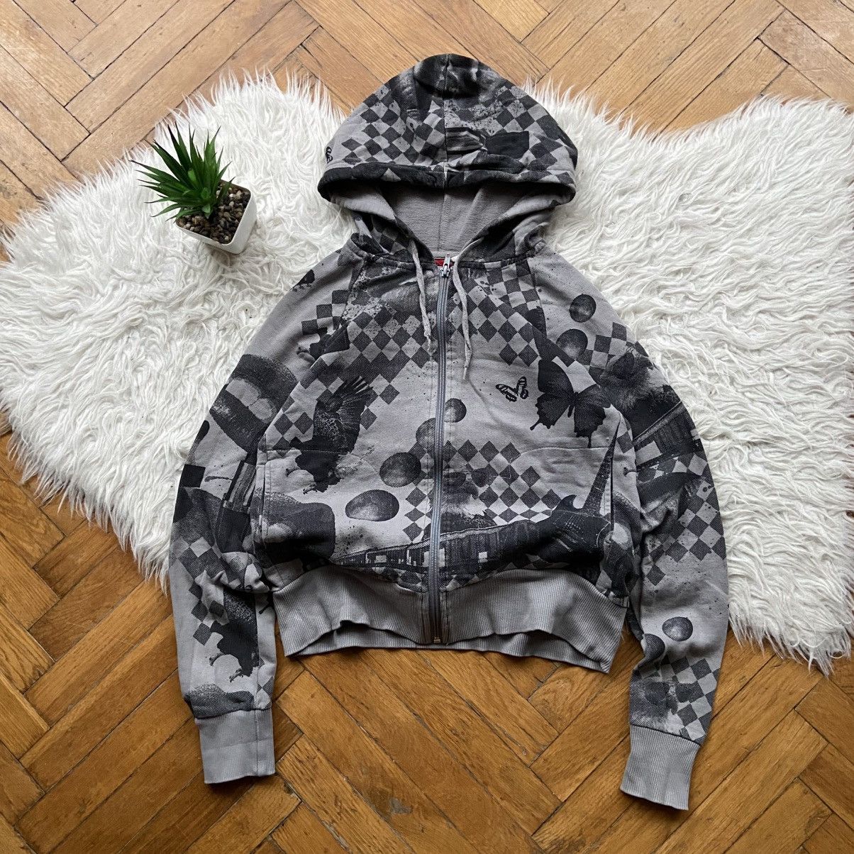 Hysteric Glamour 📌 Vintage H&M Divided Y2K Punk Full Print Zip Up Hoodie Size M / US 6-8 / IT 42-44 - 1 Thumbnail