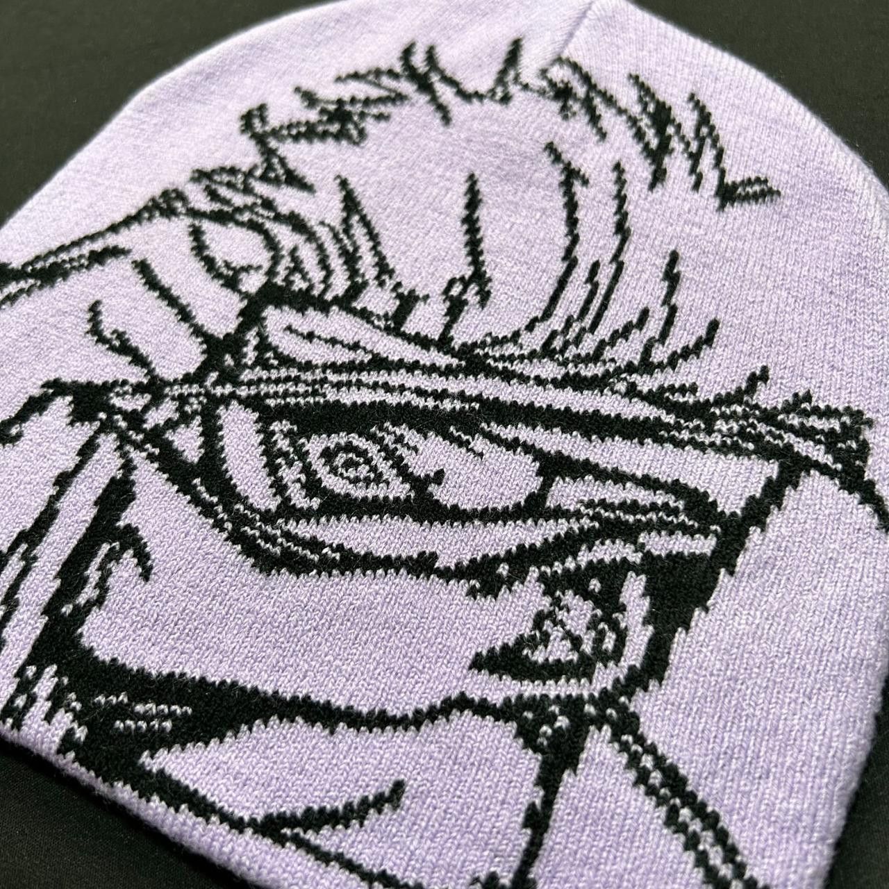 Japanese Brand Anime Character Graphic No Cuff Beanie Skully Hat Purple OS Size ONE SIZE - 2 Thumbnail