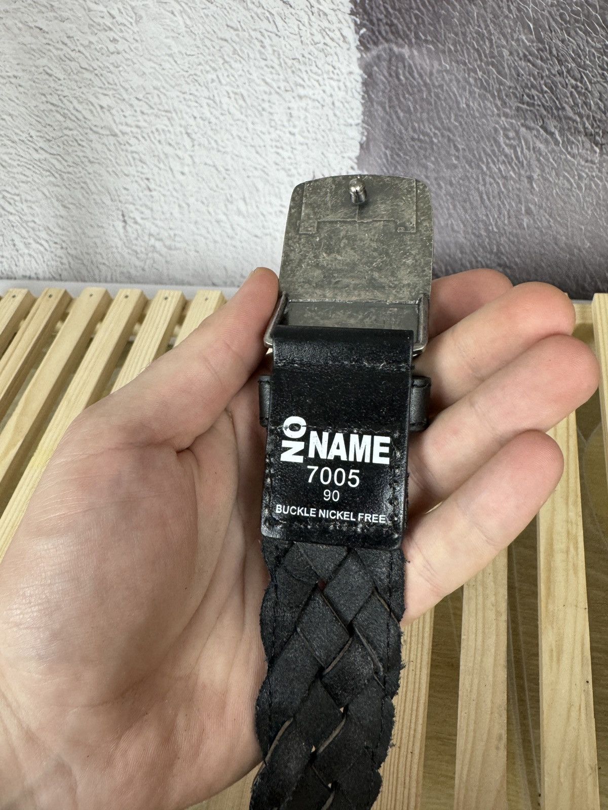 Vintage No Name Buckle Nickel free woven black leather belt size 90 Size ONE SIZE - 6 Thumbnail
