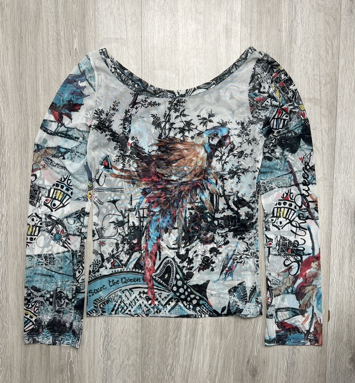 Save Queen Top Vintage Y2K Women's Mesh Long Sleeve
